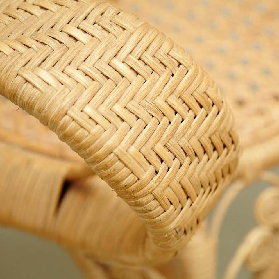 Set of Four Mid-Century Modern Bamboo and Rattan Chair, circa 1960 For Sale 14