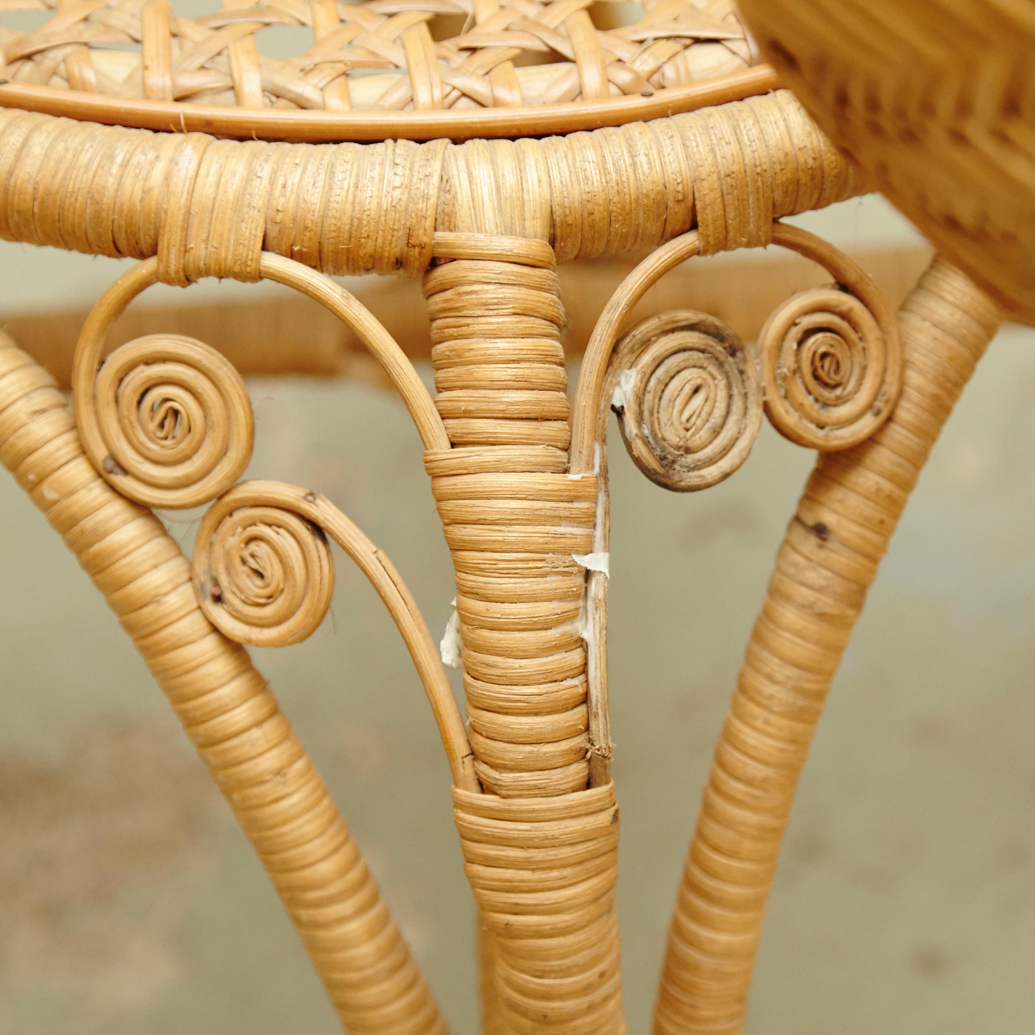 Set of Four Mid-Century Modern Bamboo and Rattan Chair, circa 1960 15