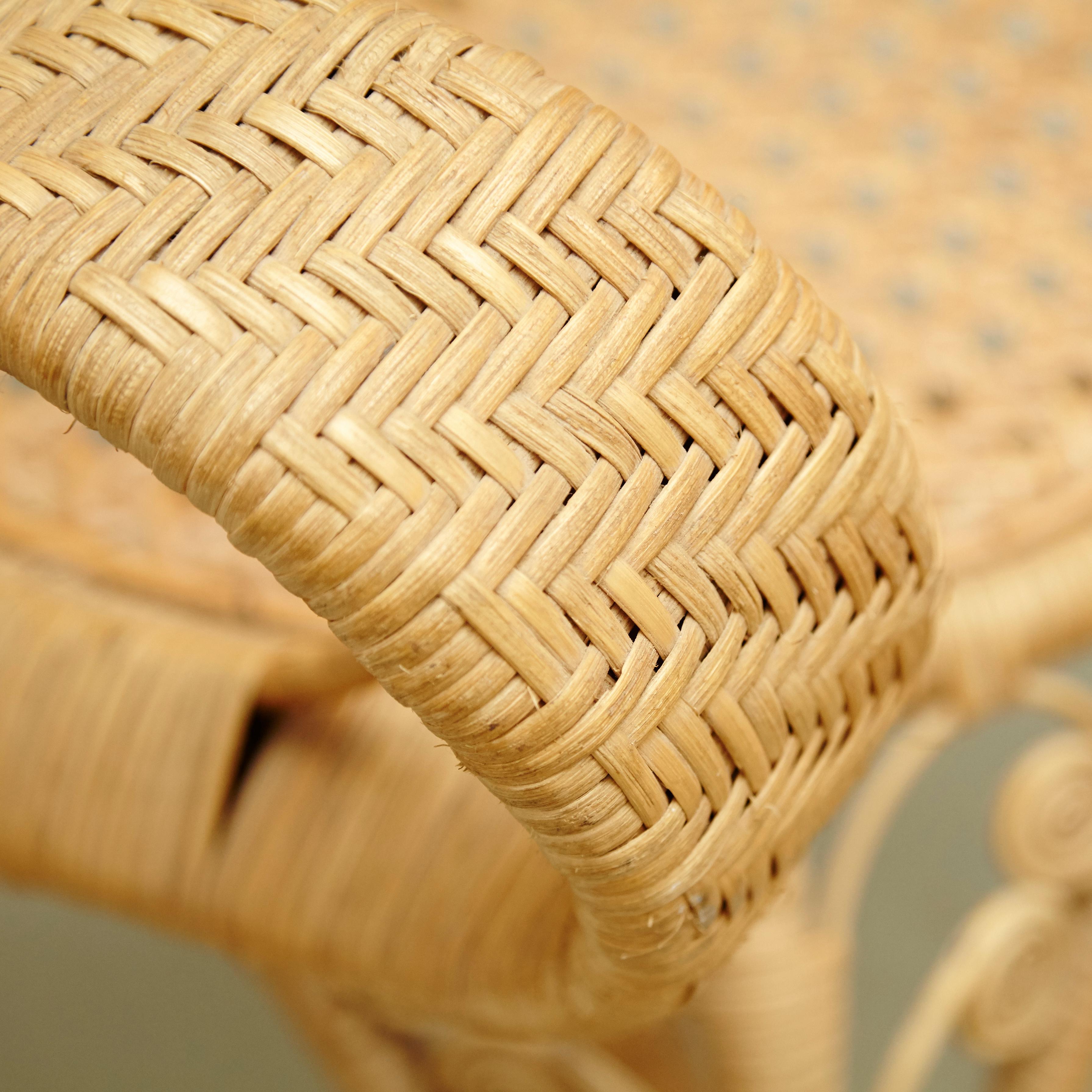 Set of Four Mid-Century Modern Bamboo and Rattan Chair, circa 1960 In Good Condition In Barcelona, Barcelona