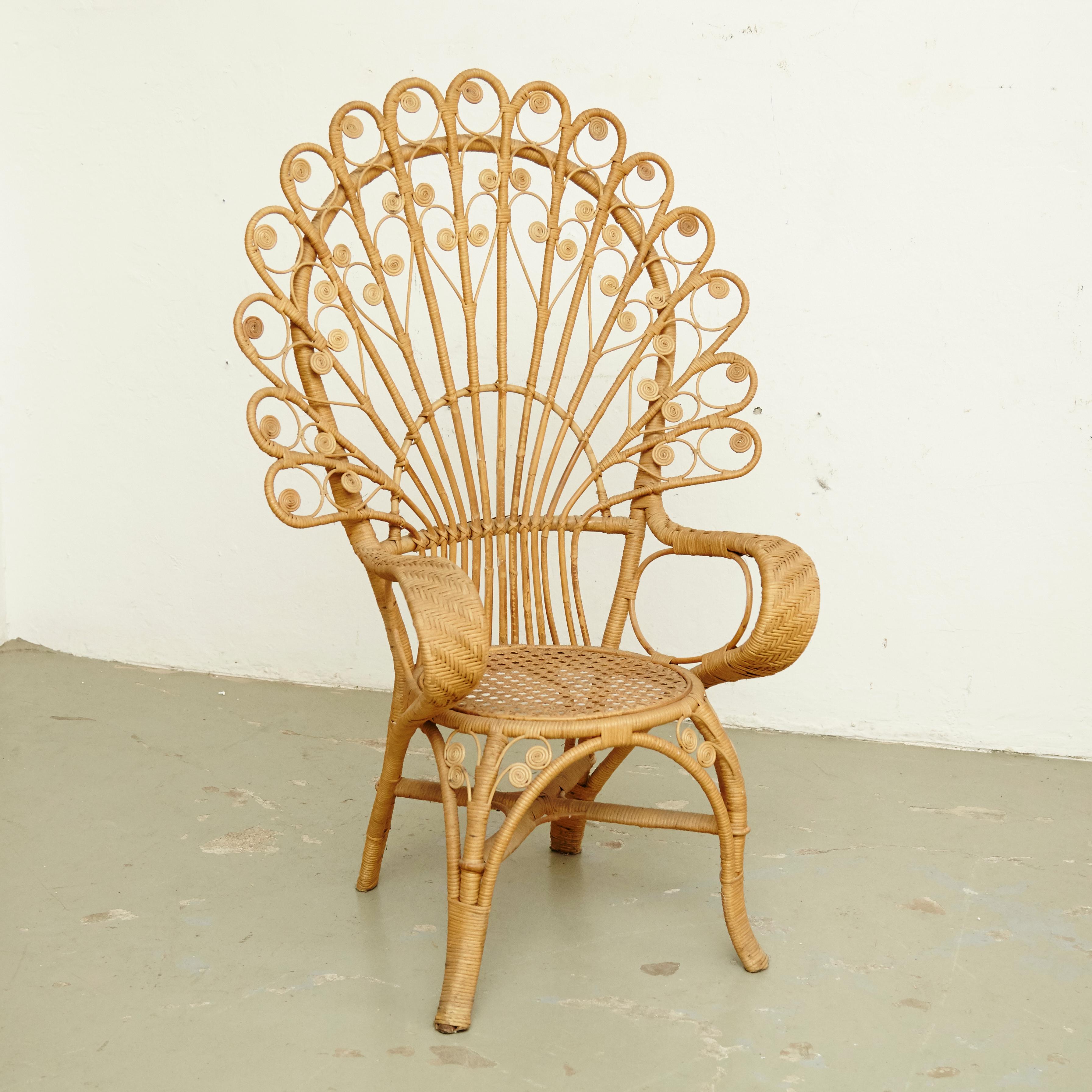 Set of Four Mid-Century Modern Bamboo and Rattan Chair, circa 1960 4