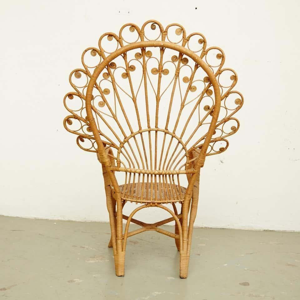 Set of Four Mid-Century Modern Bamboo and Rattan Chair, circa 1960 For Sale 4
