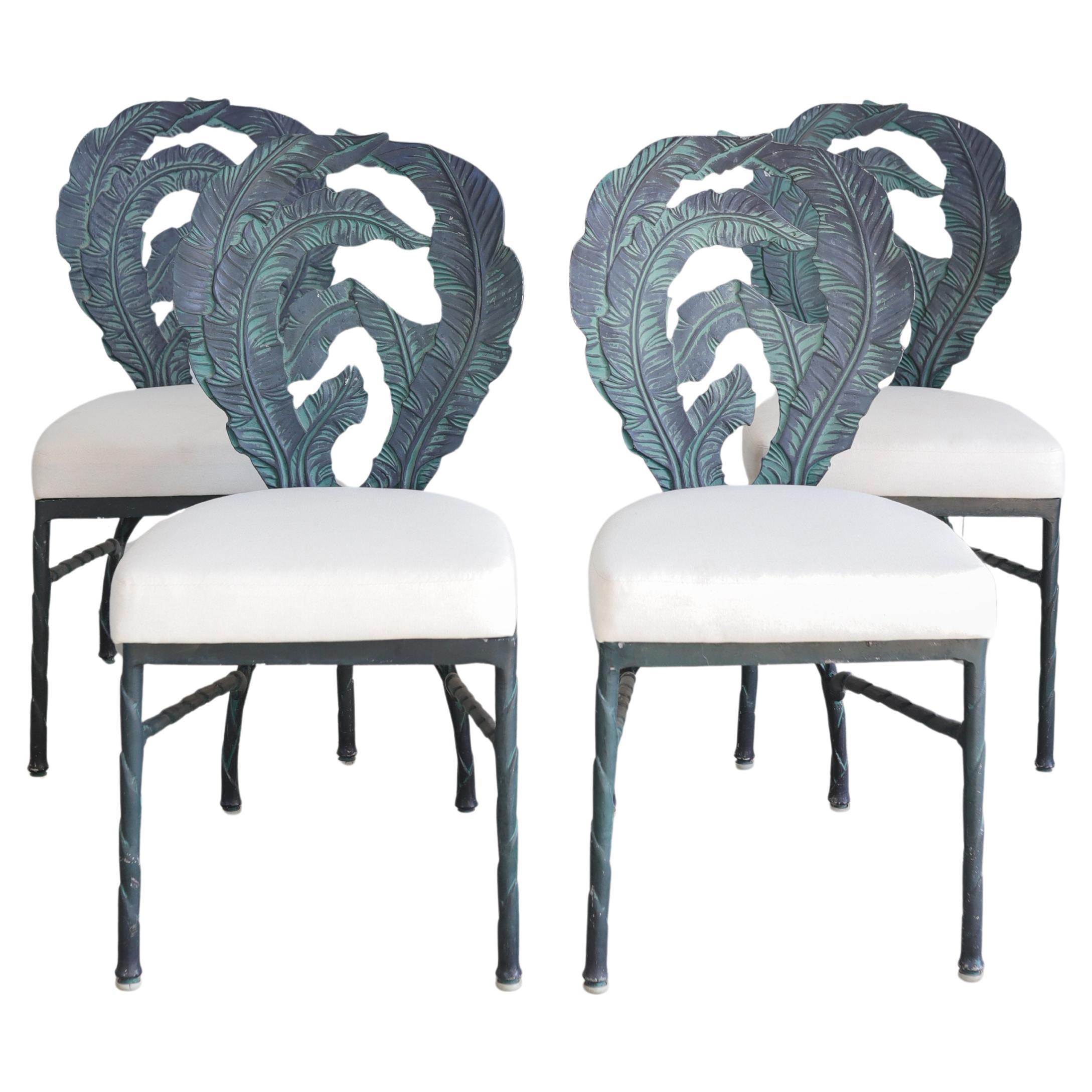 Set di quattro sedie in foglia di banano in stile Mid Century Modern