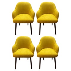 Barrel Back Armchair or Side Chair Mid-Century Modern Style, a Set of 4 