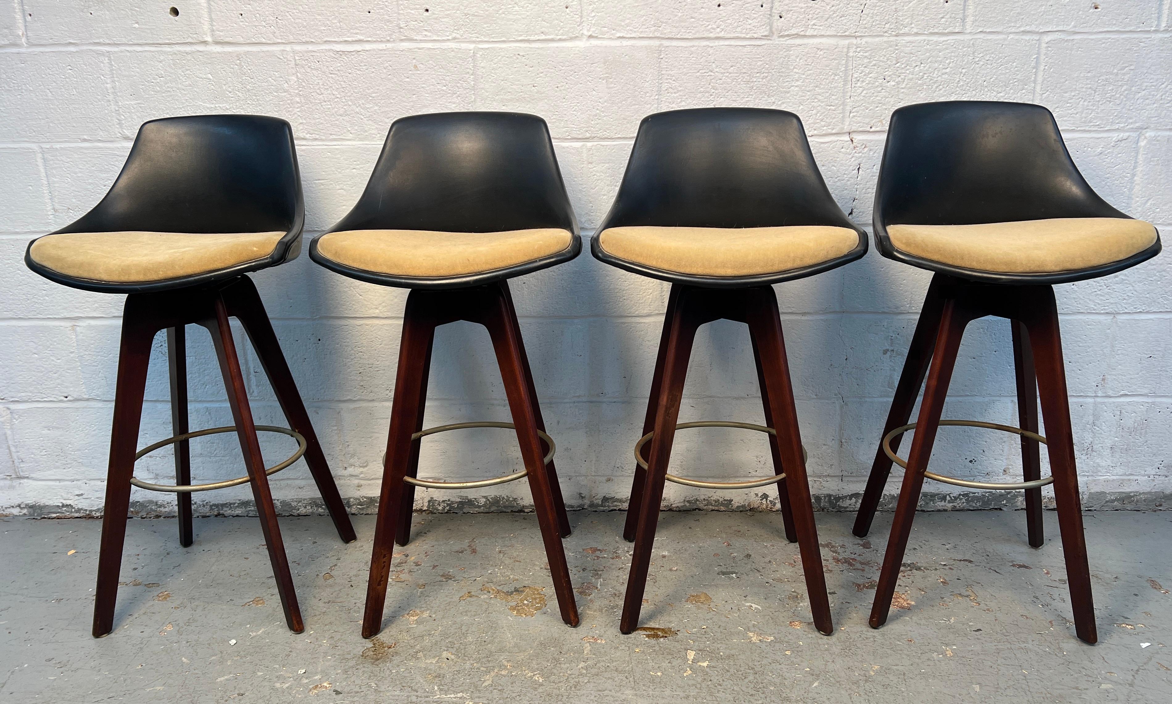 American Set of Four Mid-Century Modern Barstools by IV Chair Corp. For Sale