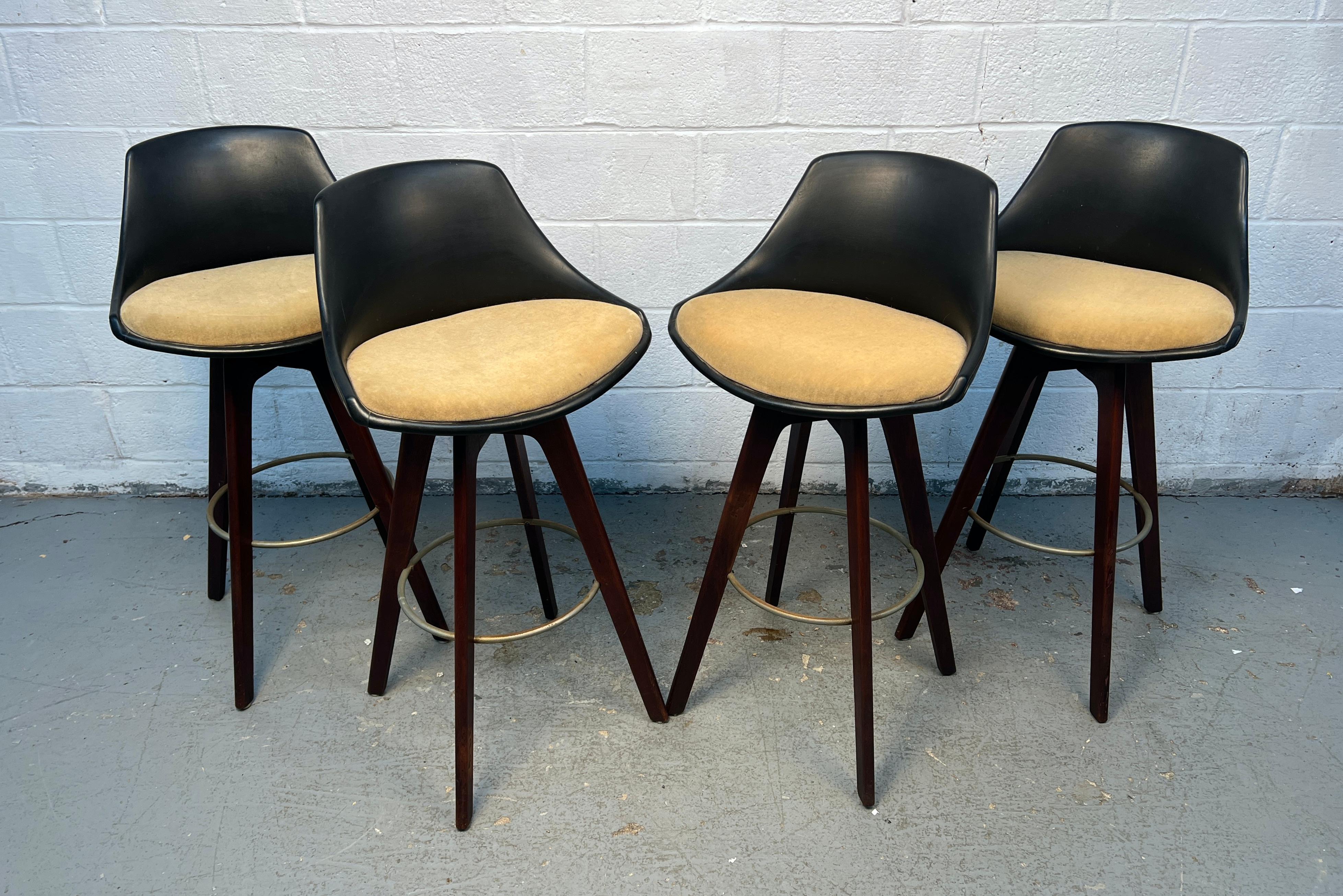 Set of Four Mid-Century Modern Barstools by IV Chair Corp.