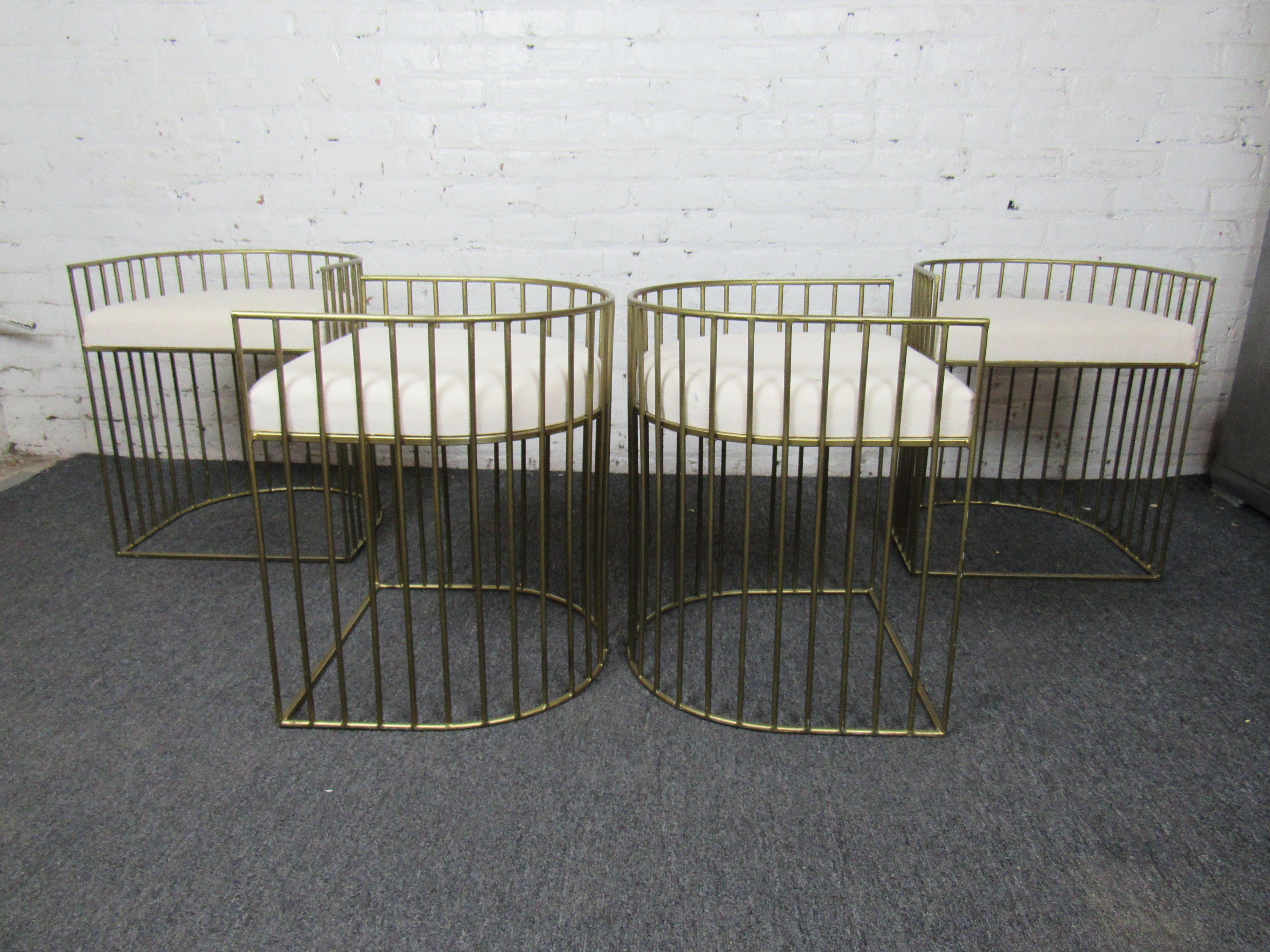 20th Century Set of Four Mid-Century Modern Brass Chairs