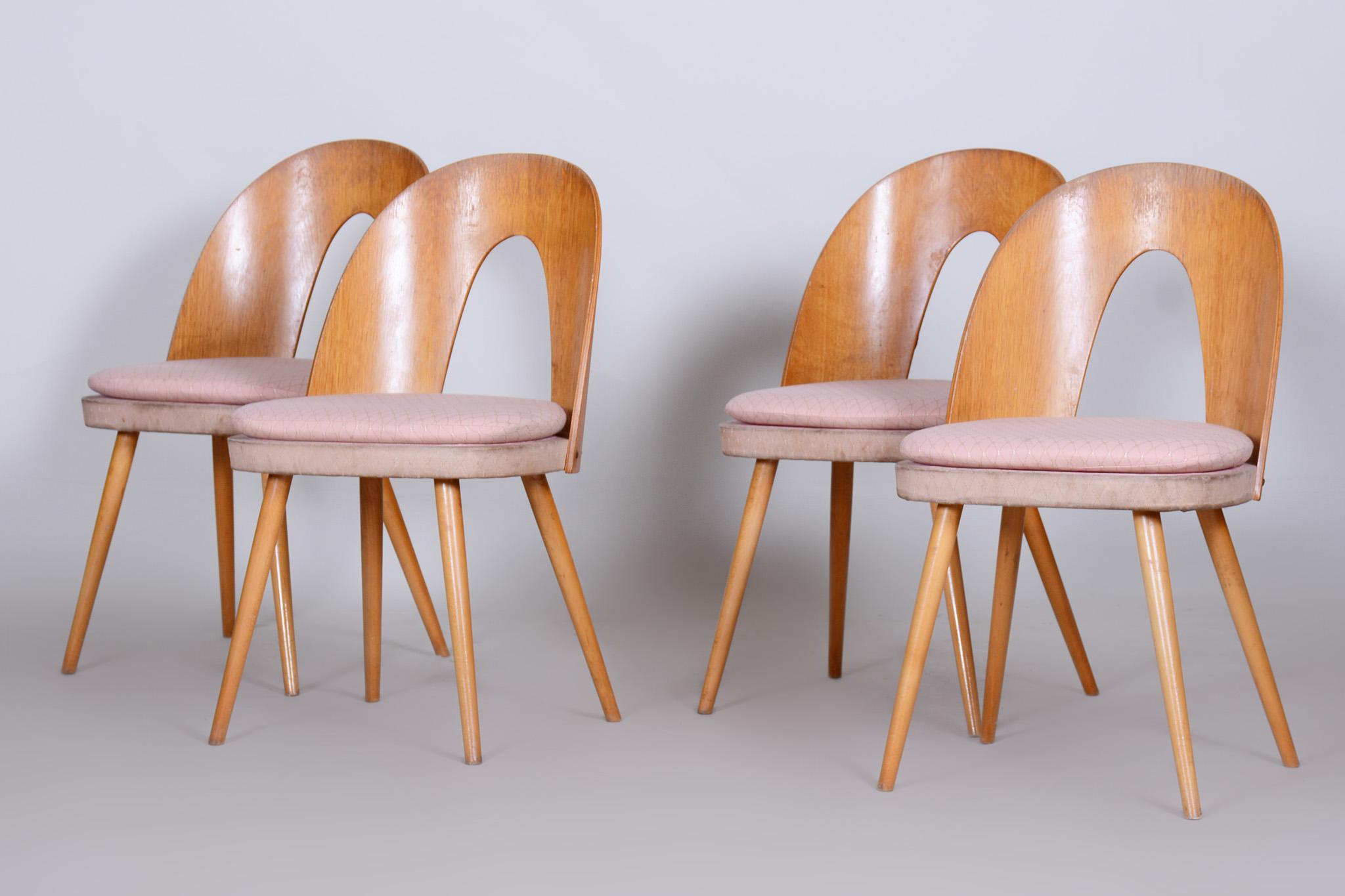 Mid-20th Century Set of Four Mid-Century Modern Chairs Made in 1950s Czechia by Antonín Šuman