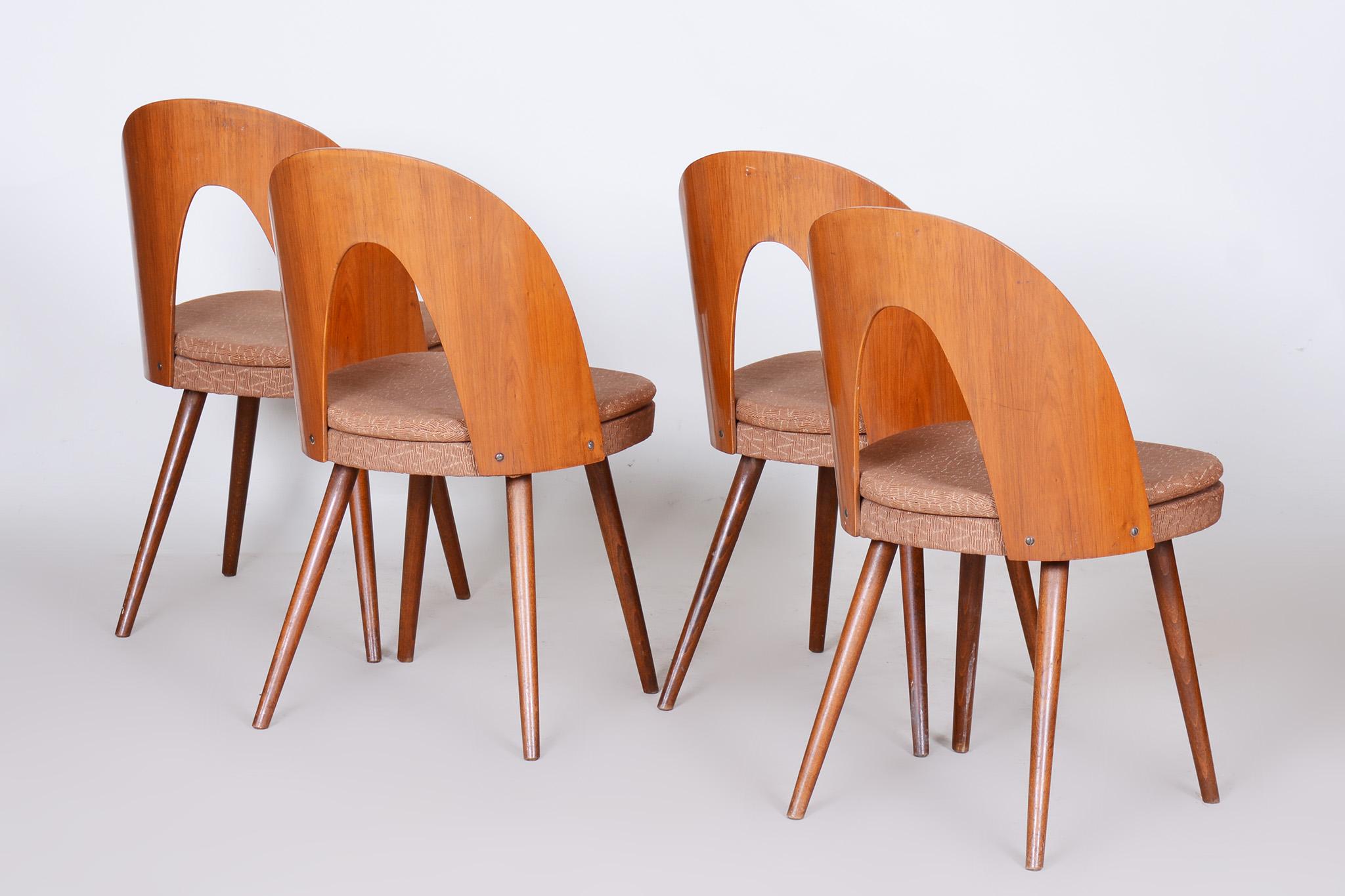 Ensemble de quatre chaises modernes du milieu du siècle fabriquées en Tchèque dans les années 1950 par Antonn uman en vente 2