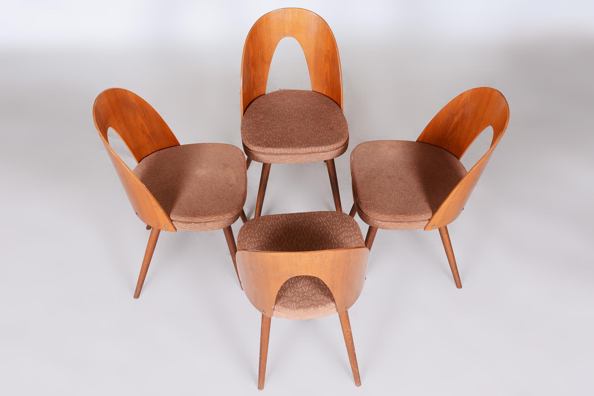 Ensemble de quatre chaises modernes du milieu du siècle fabriquées en Tchèque dans les années 1950 par Antonn uman en vente 3