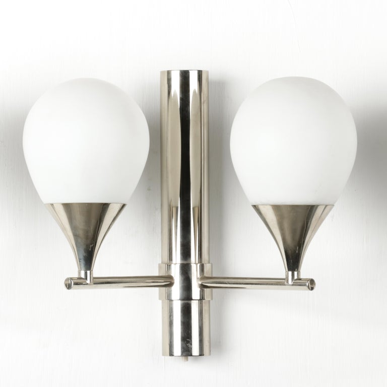 Set of Four Mid-Century Modern Chrome Plated Sconces / Wall Lights For ...