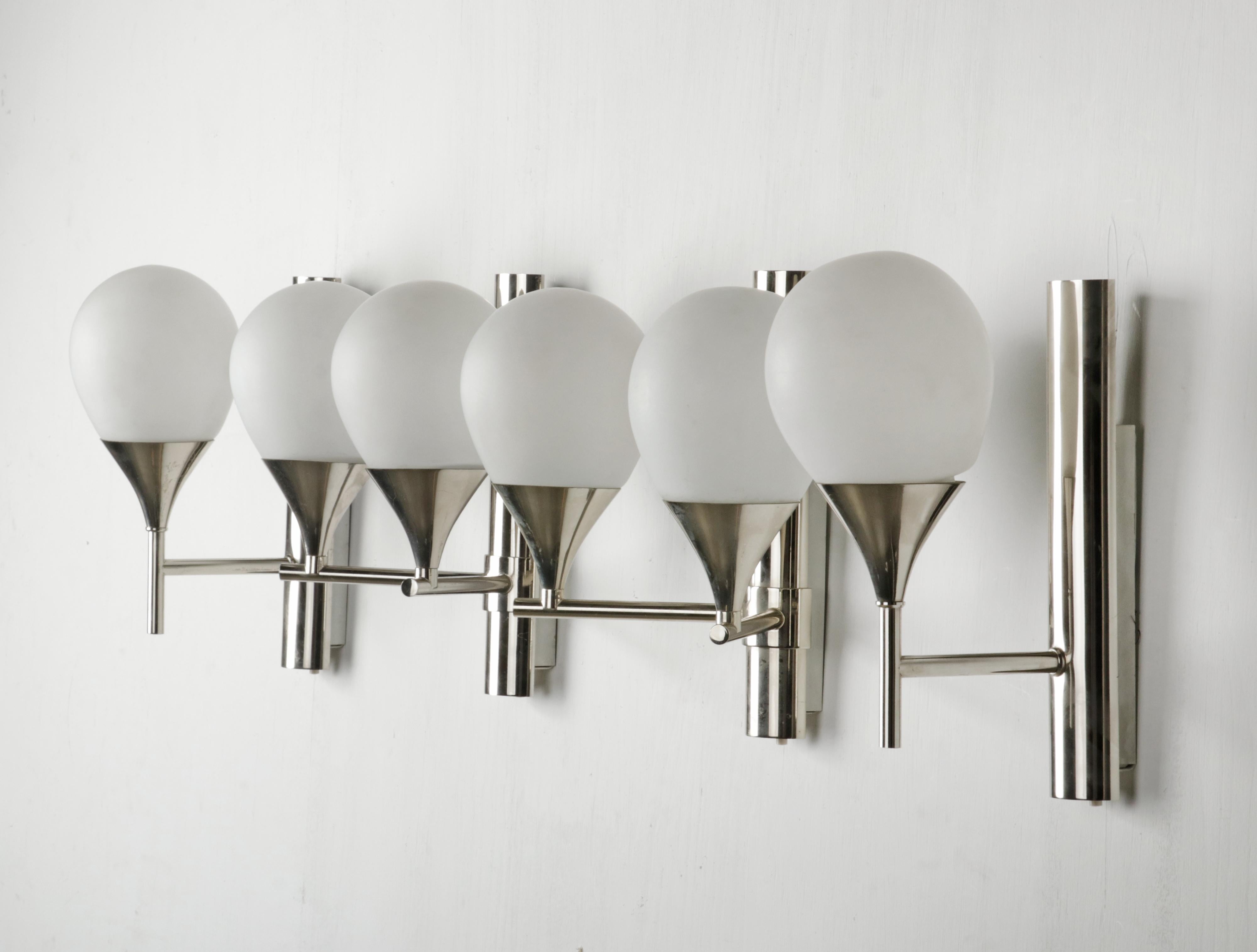 Mid-20th Century Set of Four Mid-Century Modern Chrome Plated Sconces / Wall Lights For Sale