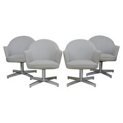 Set of Four Mid-Century Modern Chrome Swivel Dining Chairs Knoll Saarinen Style