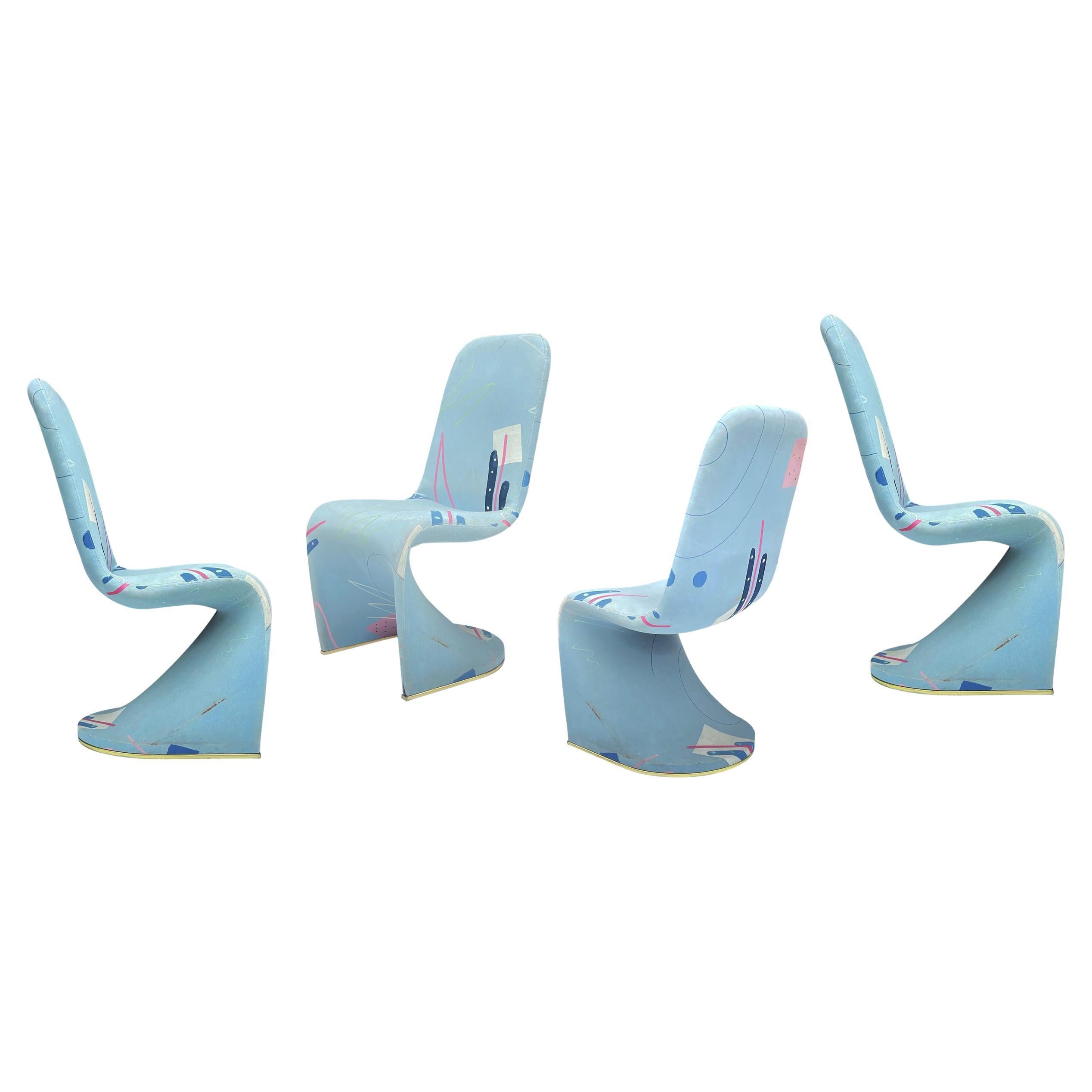 Set of Four Mid-Century Modern Curvy Dining Chairs or Side Chairs After Panton For Sale