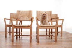 Juego de cuatro sillas de comedor danesas modernas de mediados de siglo de Tage Poulsen  Cordón de papel