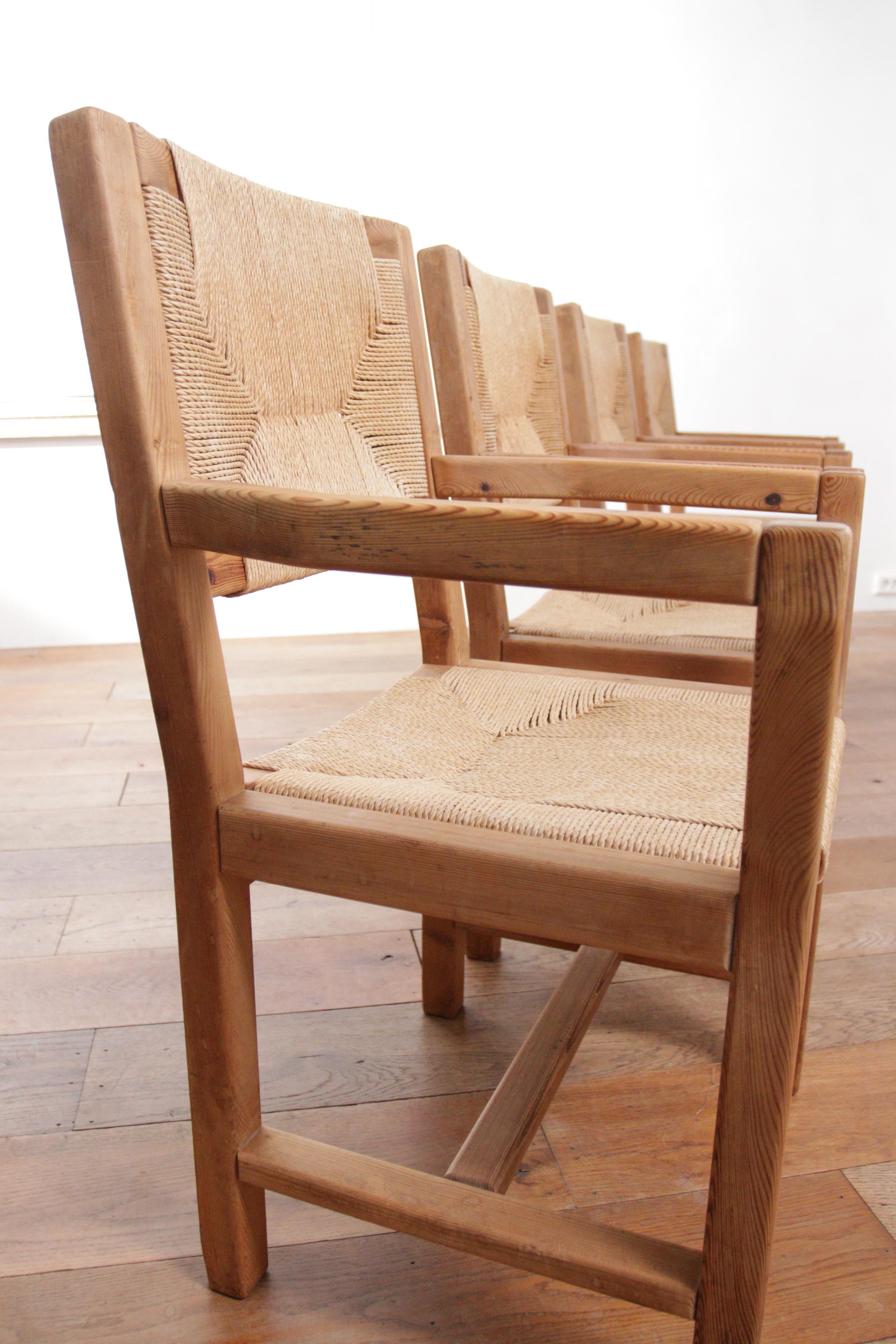 Danois Ensemble de quatre chaises de salle à manger danoises modernes Tage Poulsen du milieu du siècle dernier  Corde en papier  en vente