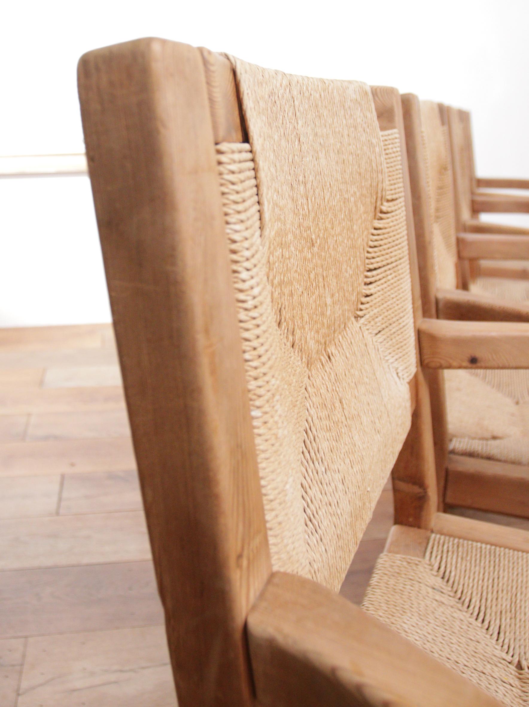 Ensemble de quatre chaises de salle à manger danoises modernes Tage Poulsen du milieu du siècle dernier  Corde en papier  Bon état - En vente à Boven Leeuwen, NL