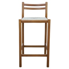 Set of Four Mid-Century Modern Danish Wood and Cord Barstools Countertop Height