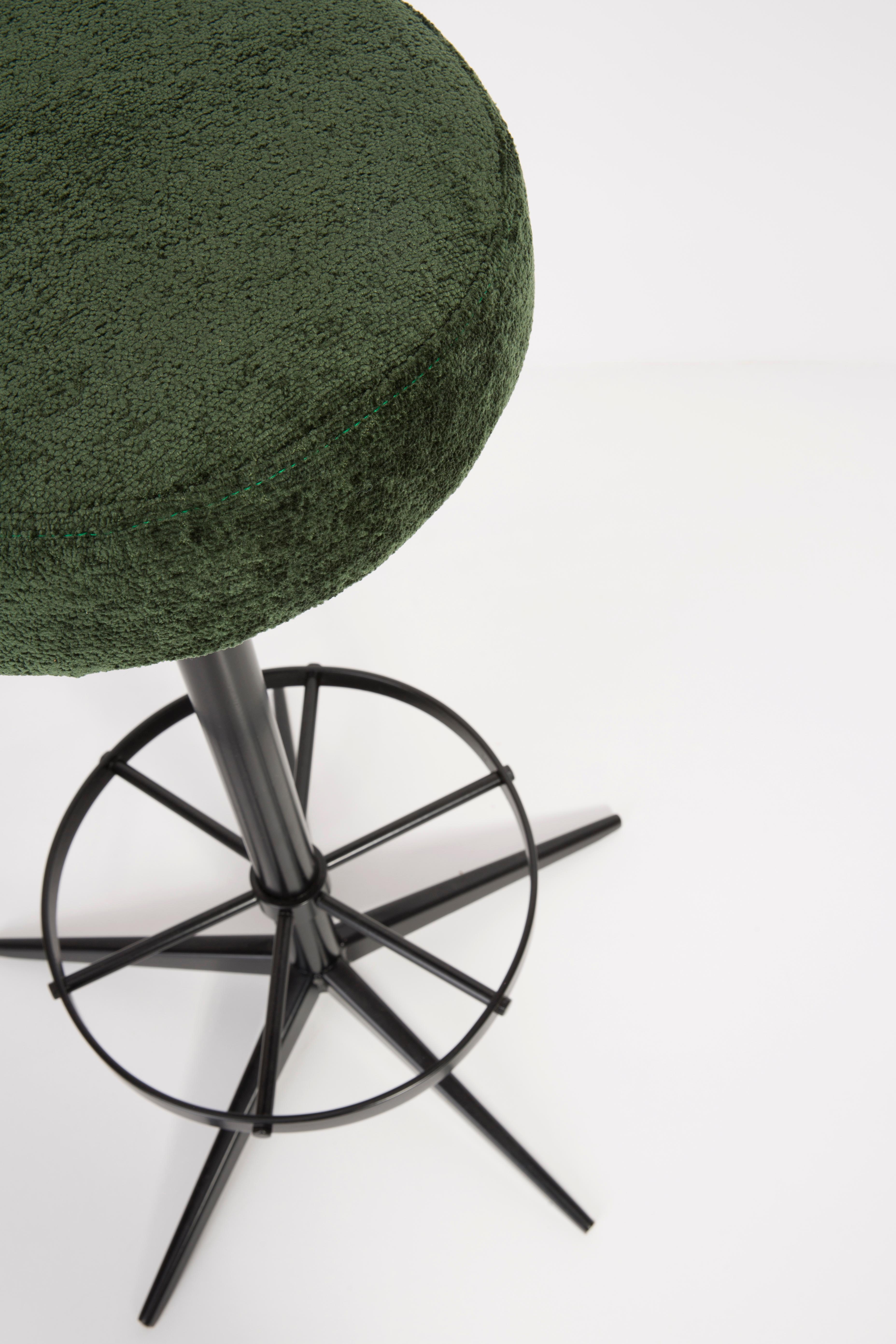 Hand-Crafted Set of Four Mid-Century Modern Dark Green Bar Stools, 1960s For Sale
