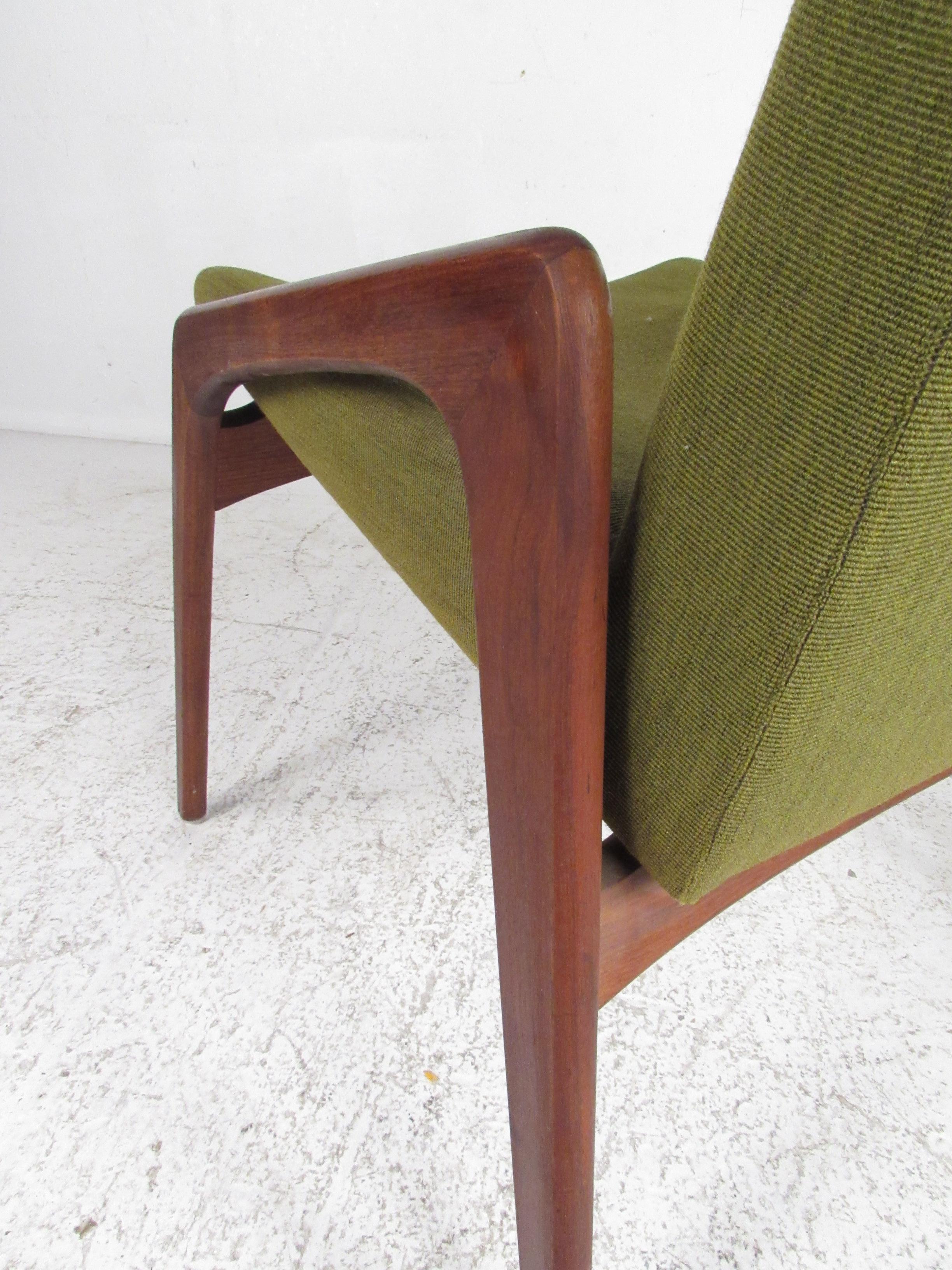 Fabric Set of Four Mid-Century Modern Dining Chairs by John Stuart