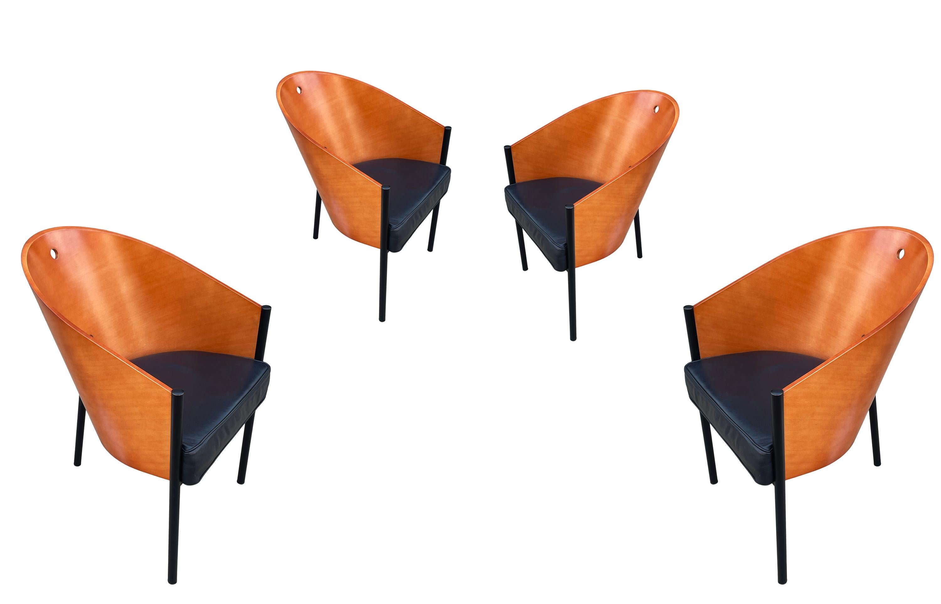 Fin du 20e siècle Ensemble de quatre chaises de salle à manger de style mi-siècle moderne par Philippe Starck pour Driade en vente