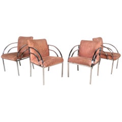 Retro Set of Four Mid-Century Modern Dining Chairs in the Style of Milo Baughman