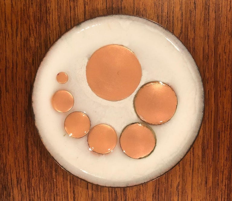 Set of Four MidCentury Modern Enamel on Copper Plates For Sale at