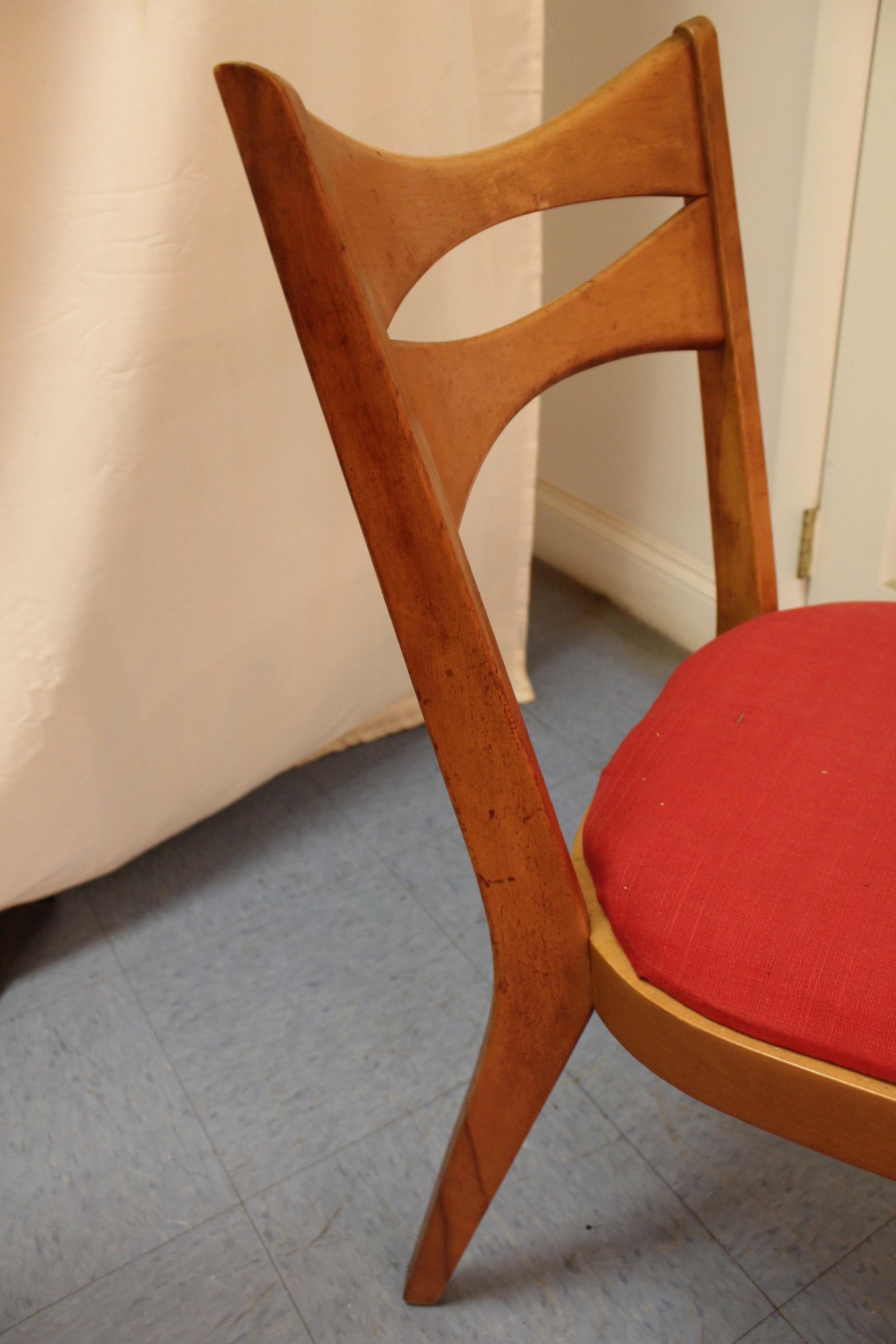 Birch Set of Four Mid-Century Modern Heywood-Wakefield Cat's Eye Dining Chairs