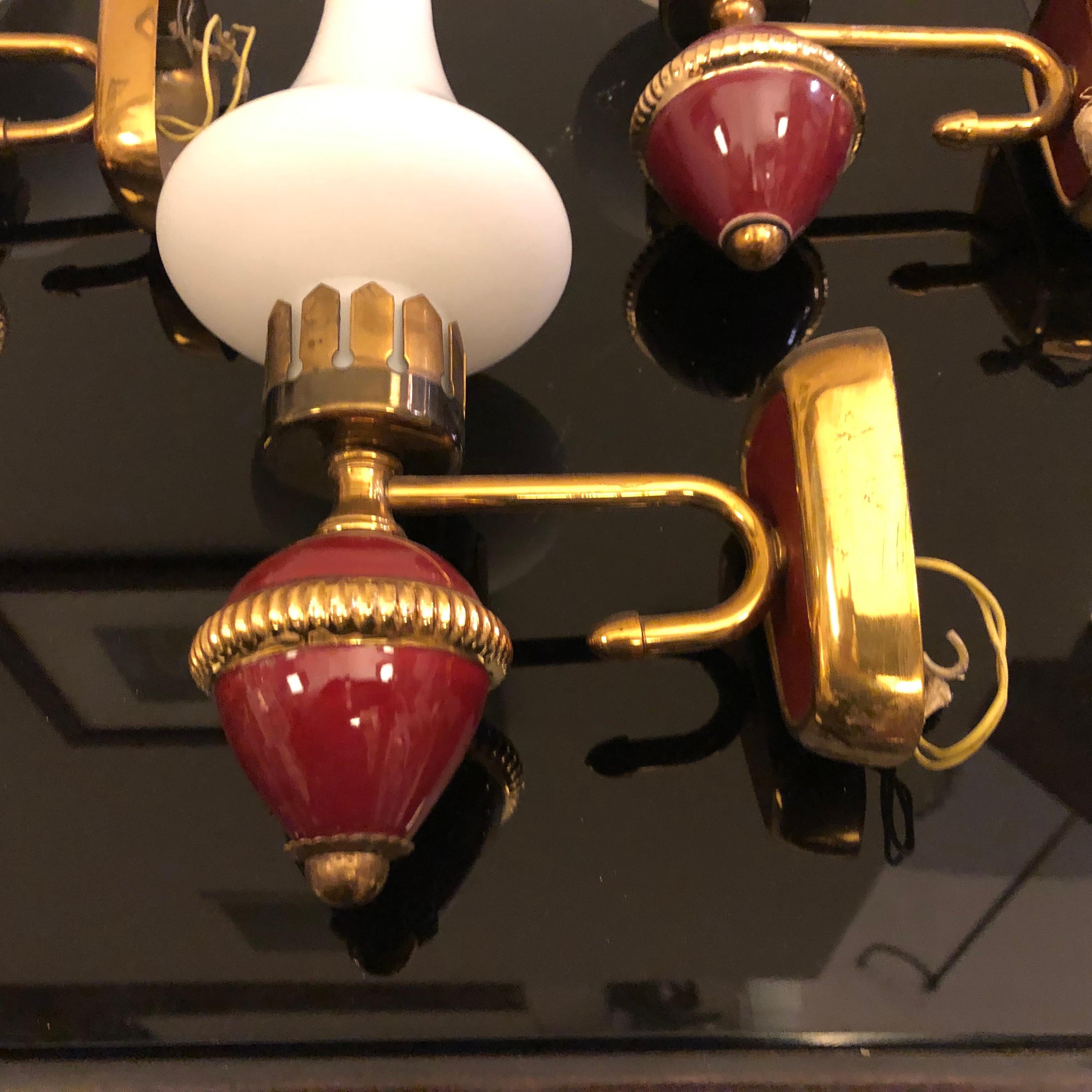 Set of Four Mid-Century Modern Italian Brass Wall Sconces, 1950 8