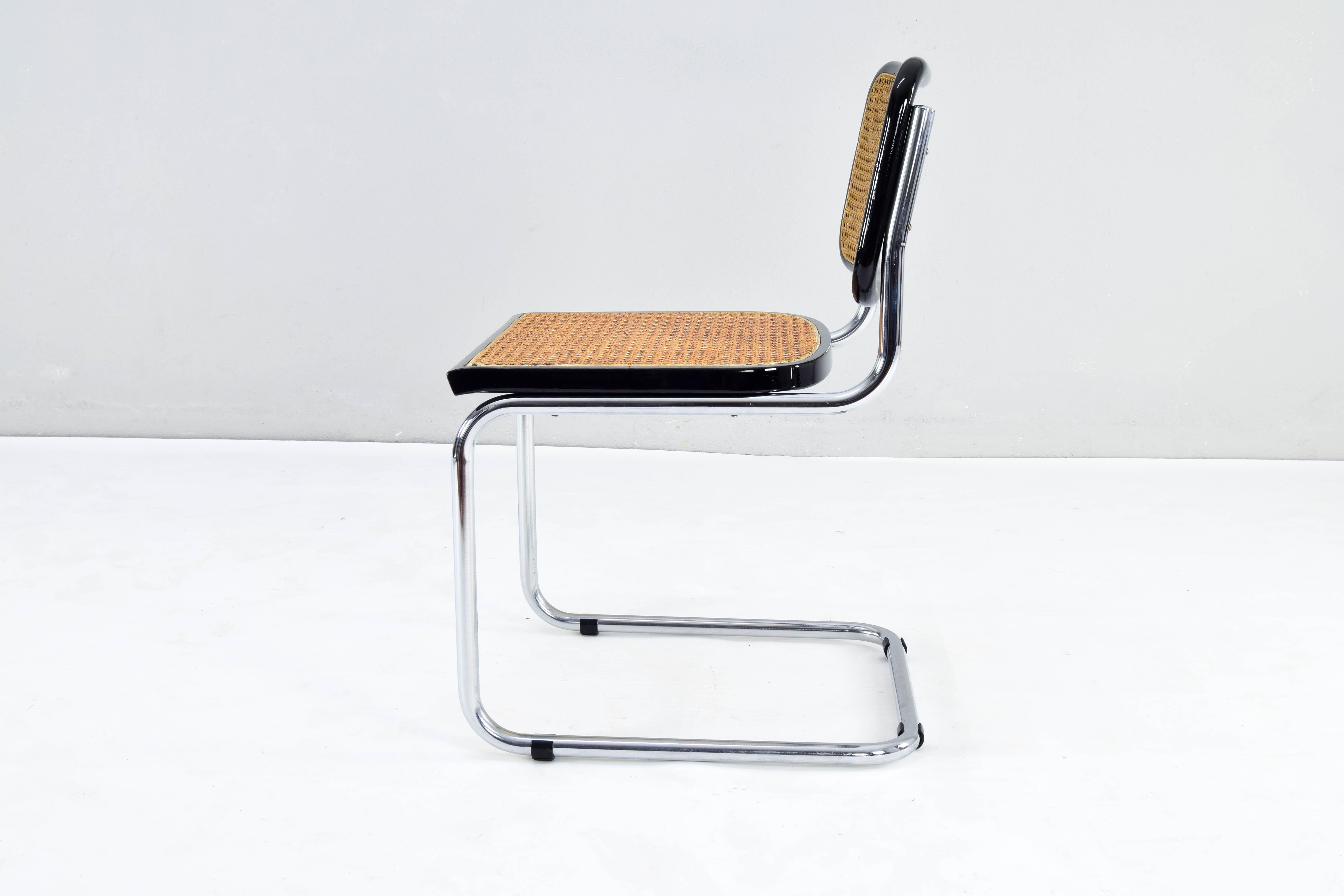 Set of Four Mid-Century Modern Italian Marcel Breuer B32 Cesca Chairs, 70s 1