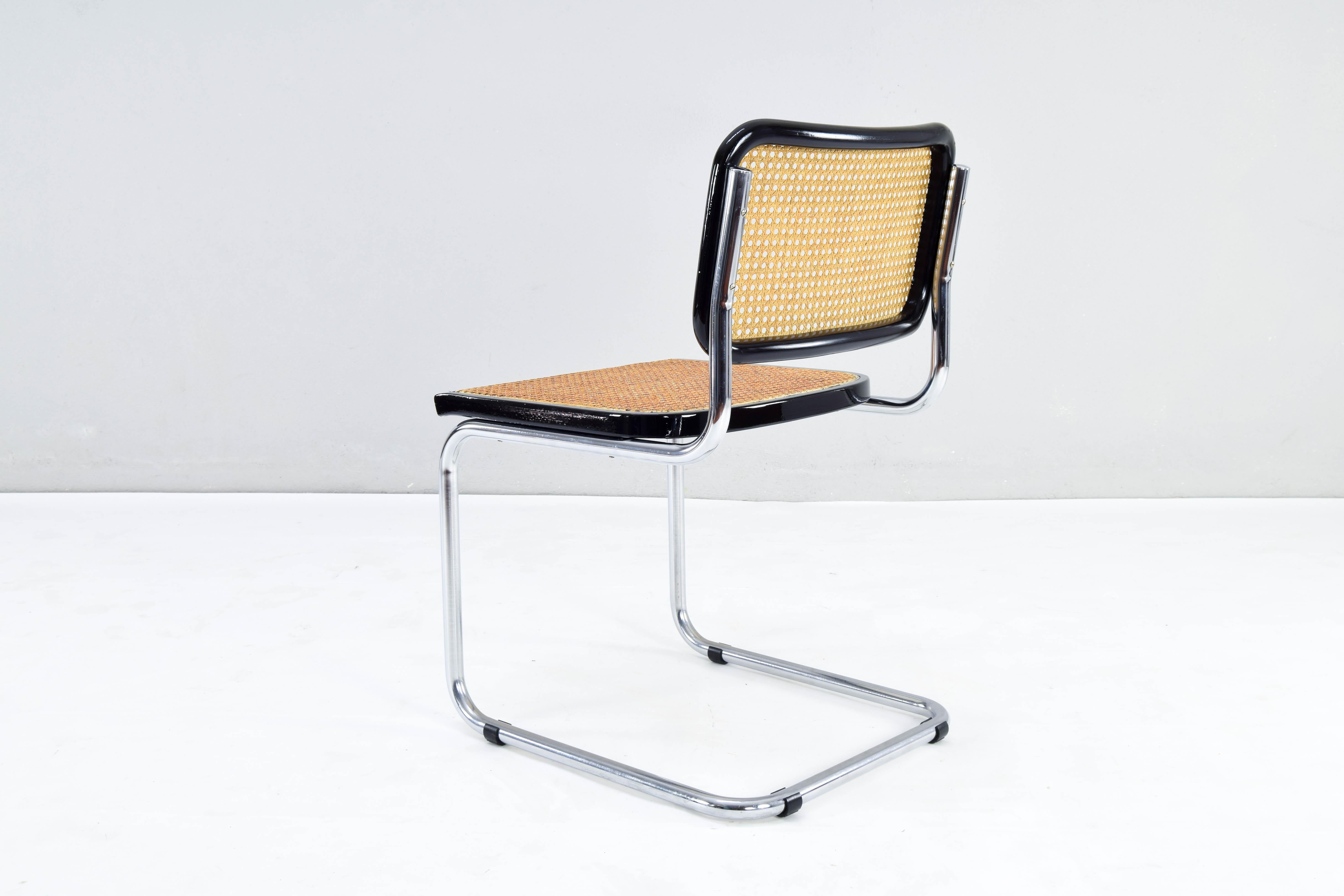 Set of Four Mid-Century Modern Italian Marcel Breuer B32 Cesca Chairs, 70s 2