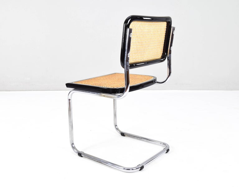 Set of Four Mid-Century Modern Italian Marcel Breuer B32 Cesca Chairs, 70s For Sale 1