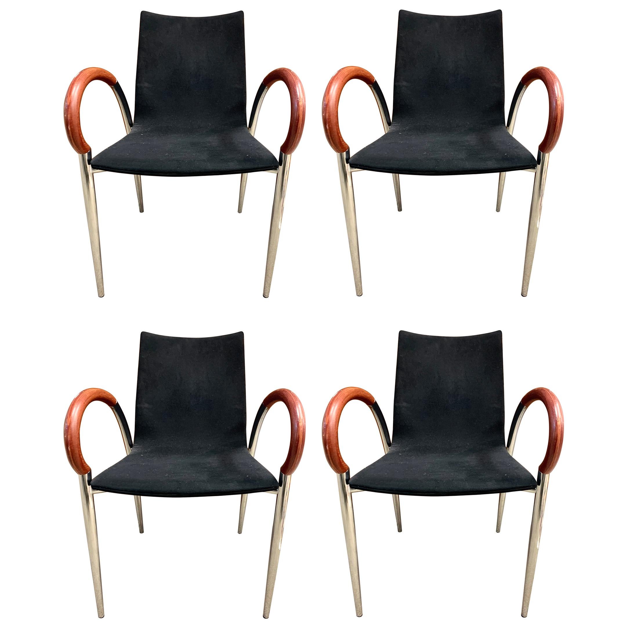 Set of Four Mid-Century Modern Made in Italy Dining Chairs