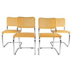 Set of Four Mid-Century Modern Marcel Breuer B32 Cesca Blonde Chairs, Italy 1970
