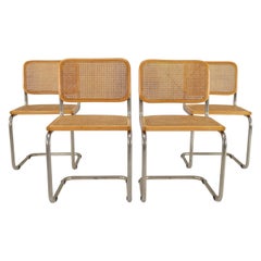 Set of Four Mid-Century Modern Marcel Breuer B32 Cesca Blonde Chairs, Italy 1970
