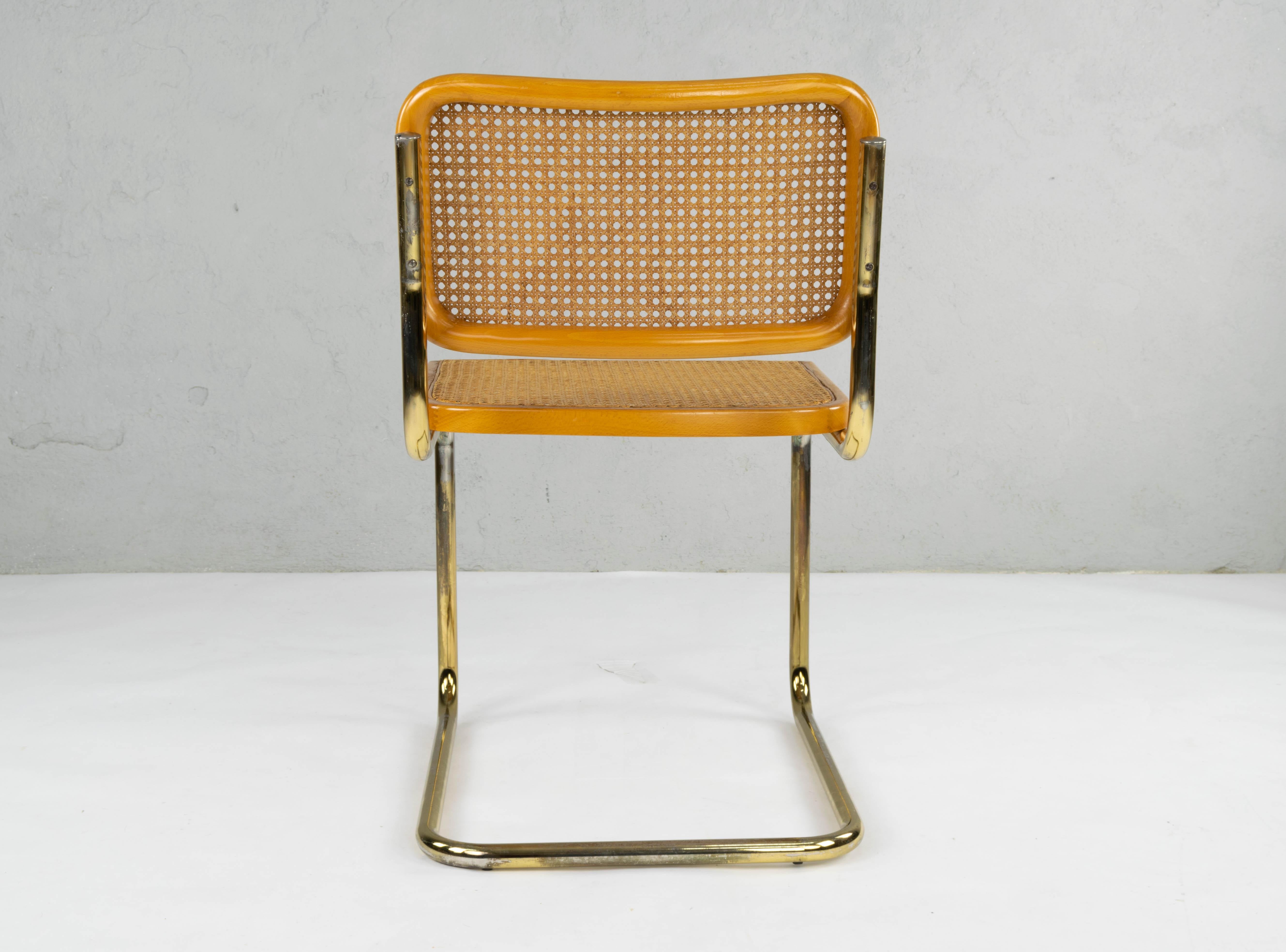 Set of Six Mid-Century Modern Marcel Breuer B32 Cesca Brass Chairs, Italy, 1970 2