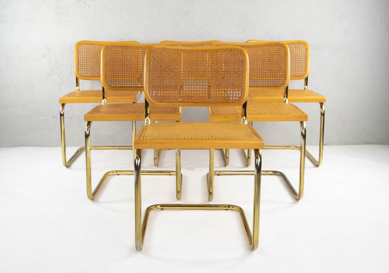 Dining Chairs Brass Cesca Chair Set Of Six Mid-Century Modern