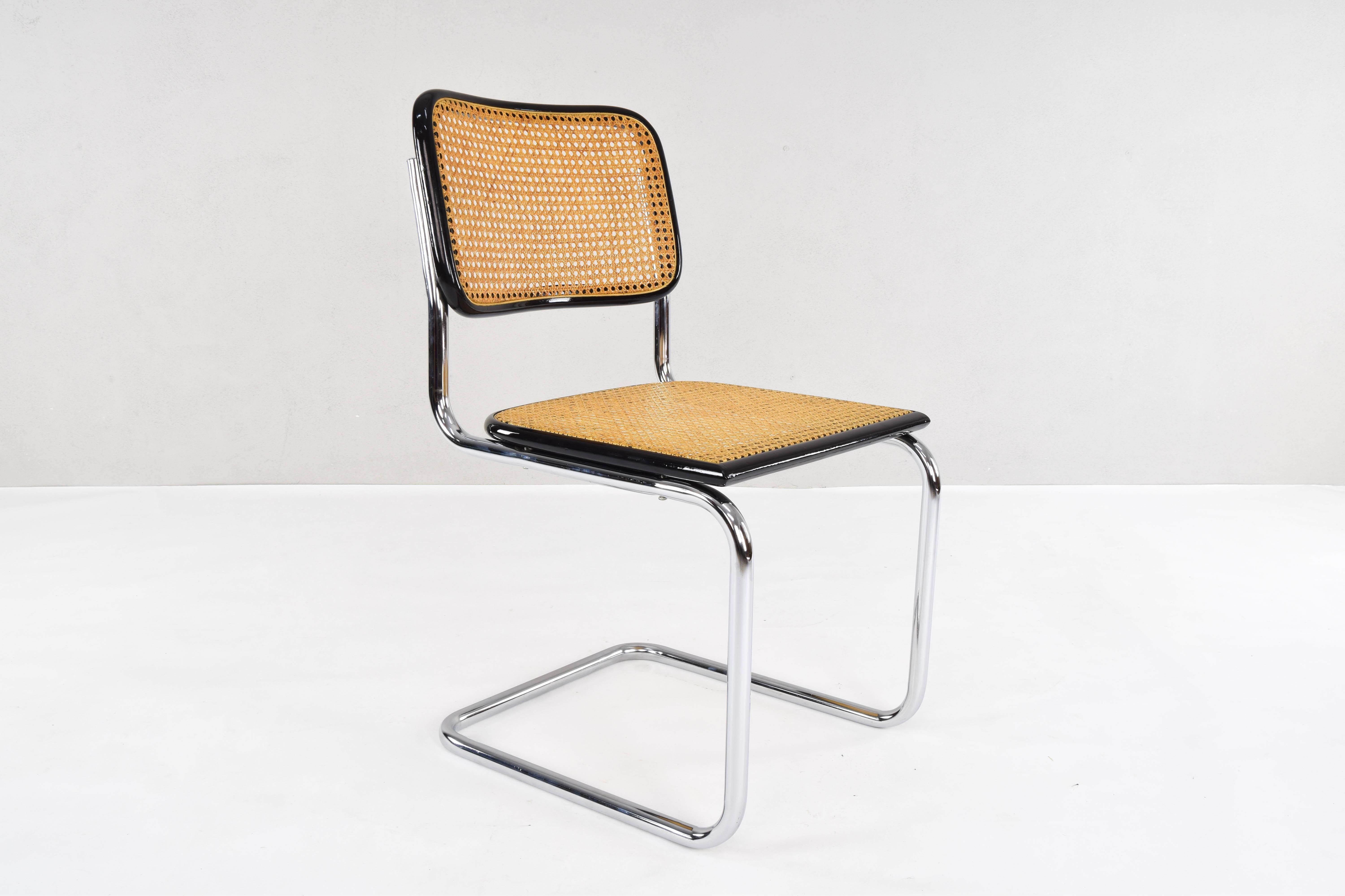 Set of four Mid-Century Modern Marcel Breuer B32 Cesca Chairs, Italy, 1970s 3