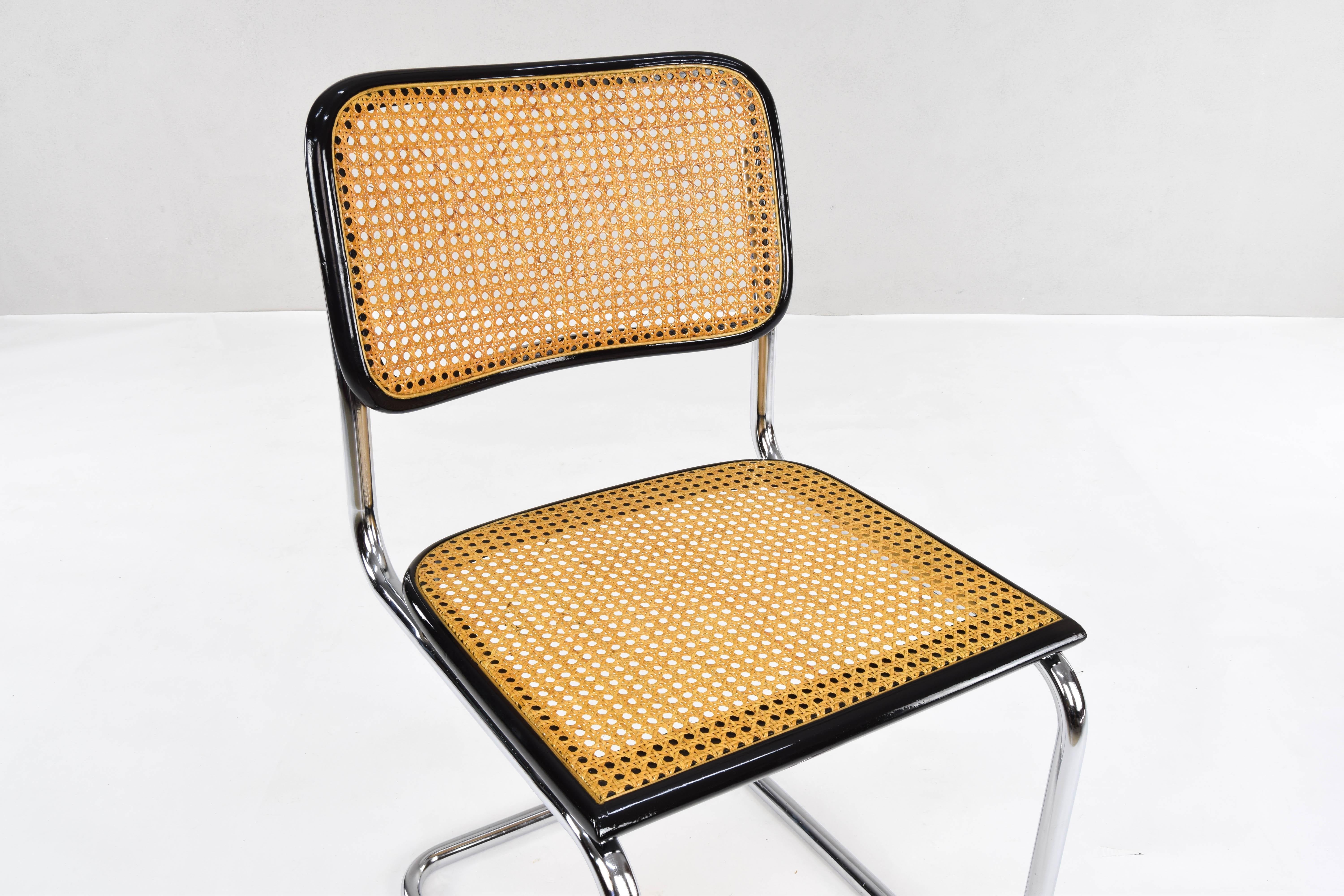 Set of four Mid-Century Modern Marcel Breuer B32 Cesca Chairs, Italy, 1970s 4