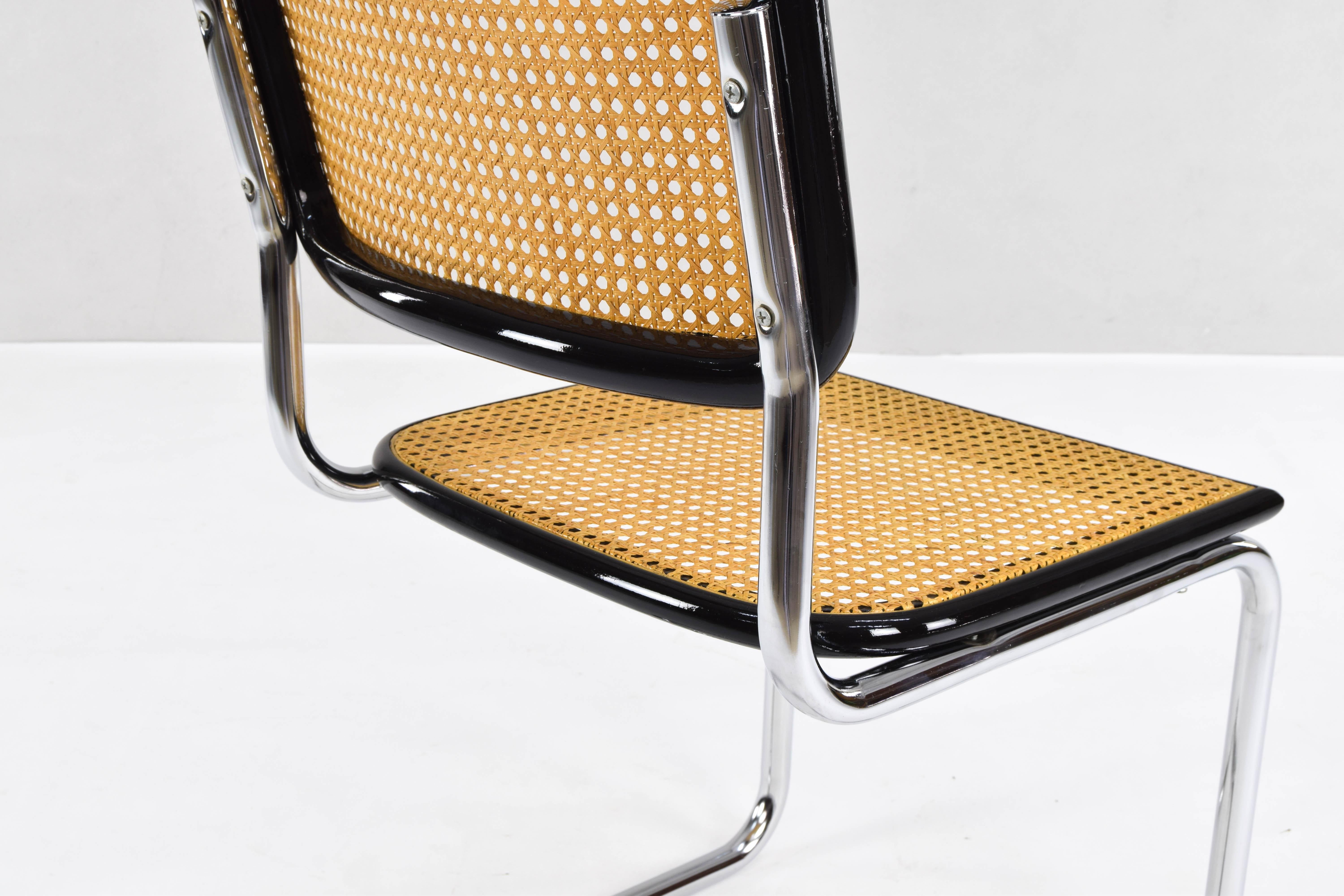 Set of four Mid-Century Modern Marcel Breuer B32 Cesca Chairs, Italy, 1970s 5