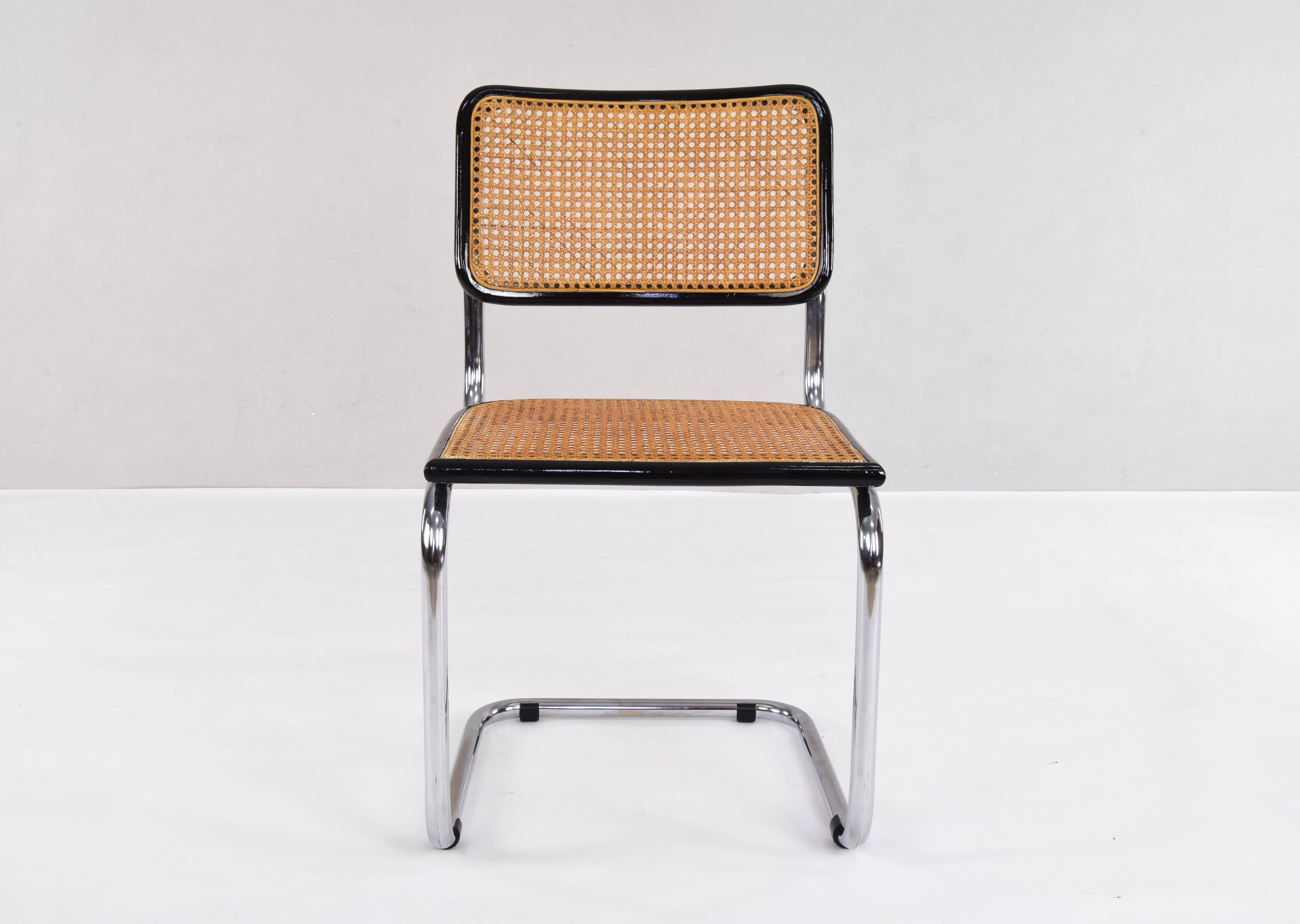 Lacquered Set of Four Mid-Century Modern Marcel Breuer B32 Cesca Chairs, Italy, 1970s