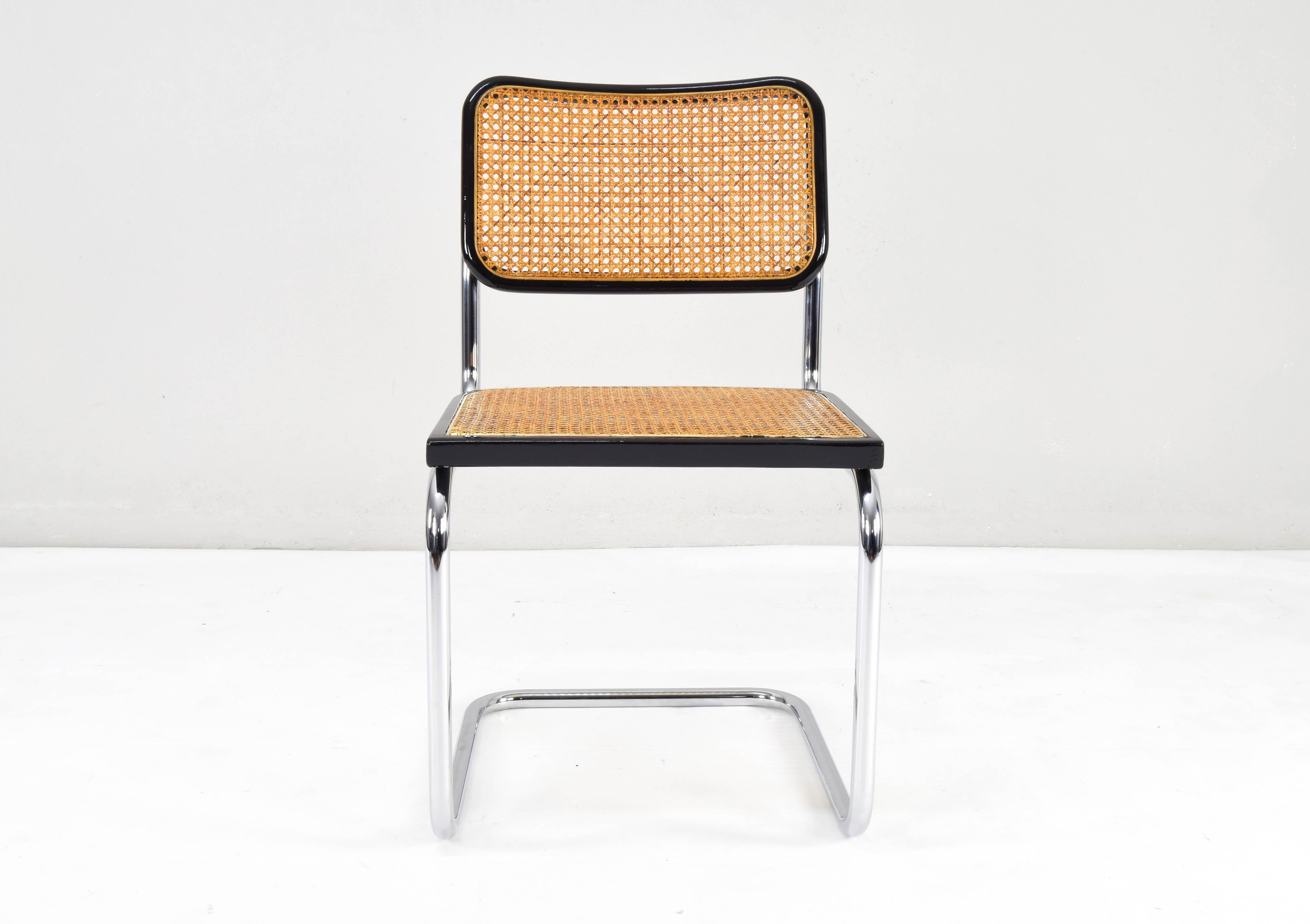 Lacquered Set of four Mid-Century Modern Marcel Breuer B32 Cesca Chairs, Italy, 1970s