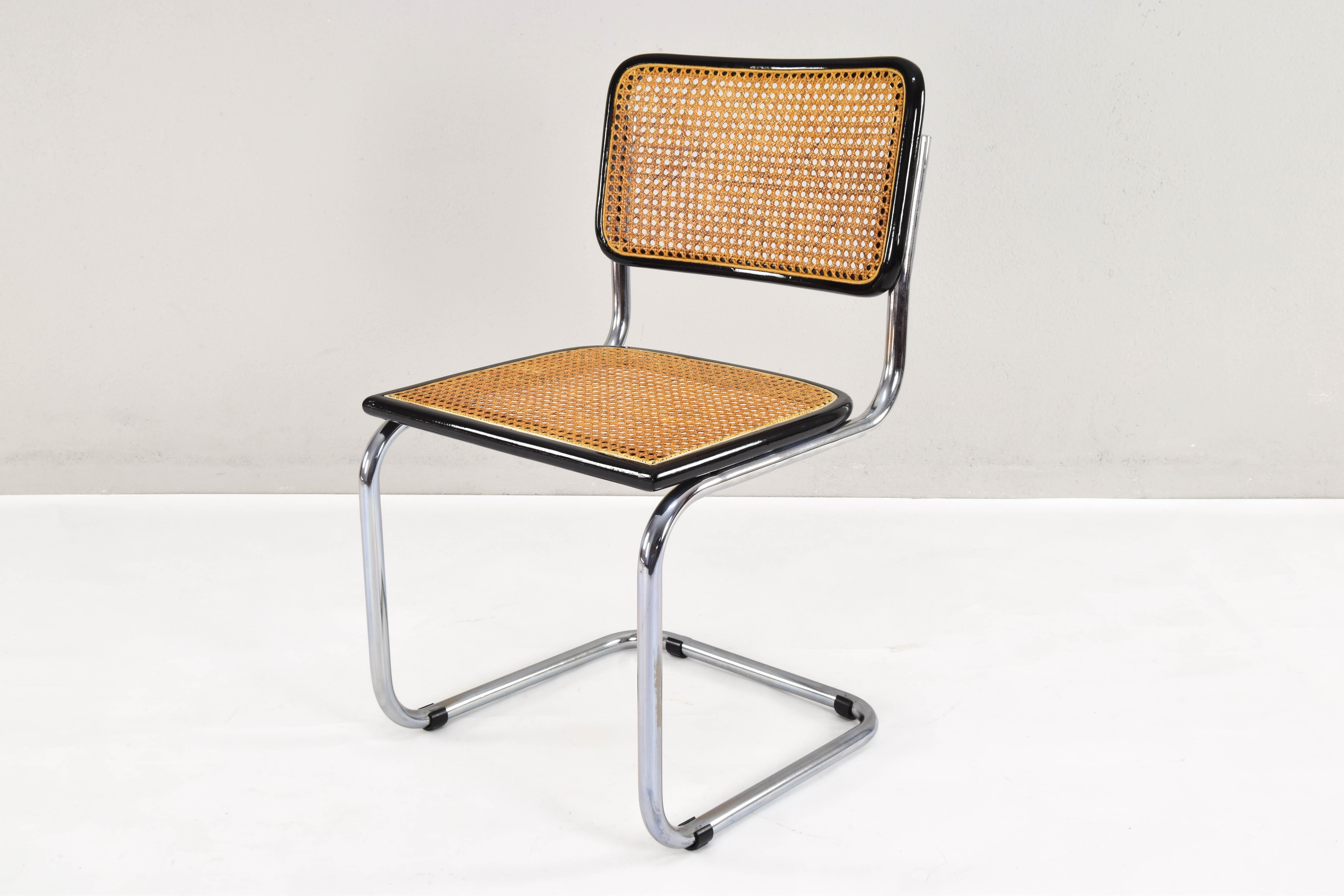 Set of Four Mid-Century Modern Marcel Breuer B32 Cesca Chairs, Italy, 1970s In Good Condition In Escalona, Toledo