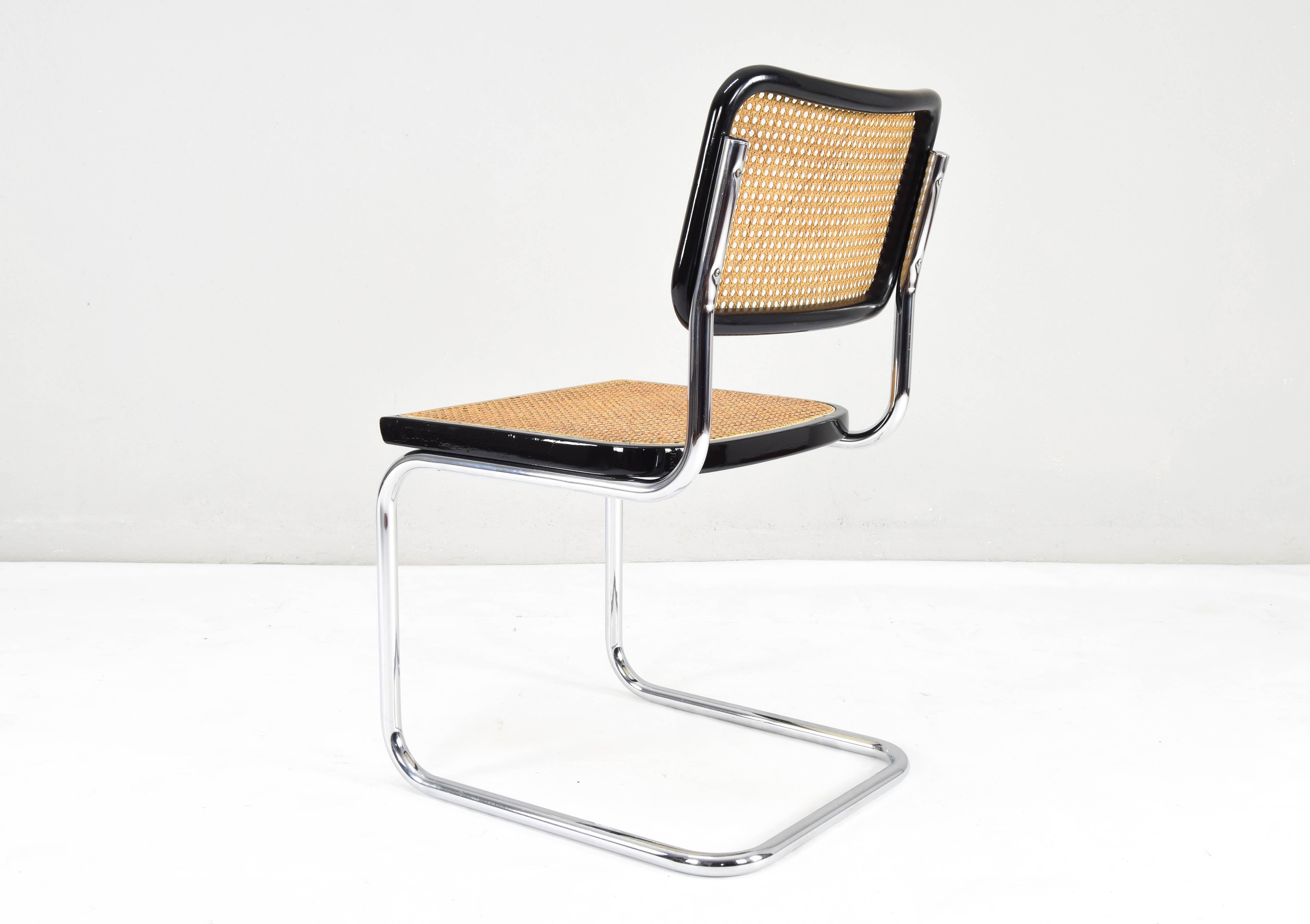 Steel Set of four Mid-Century Modern Marcel Breuer B32 Cesca Chairs, Italy, 1970s