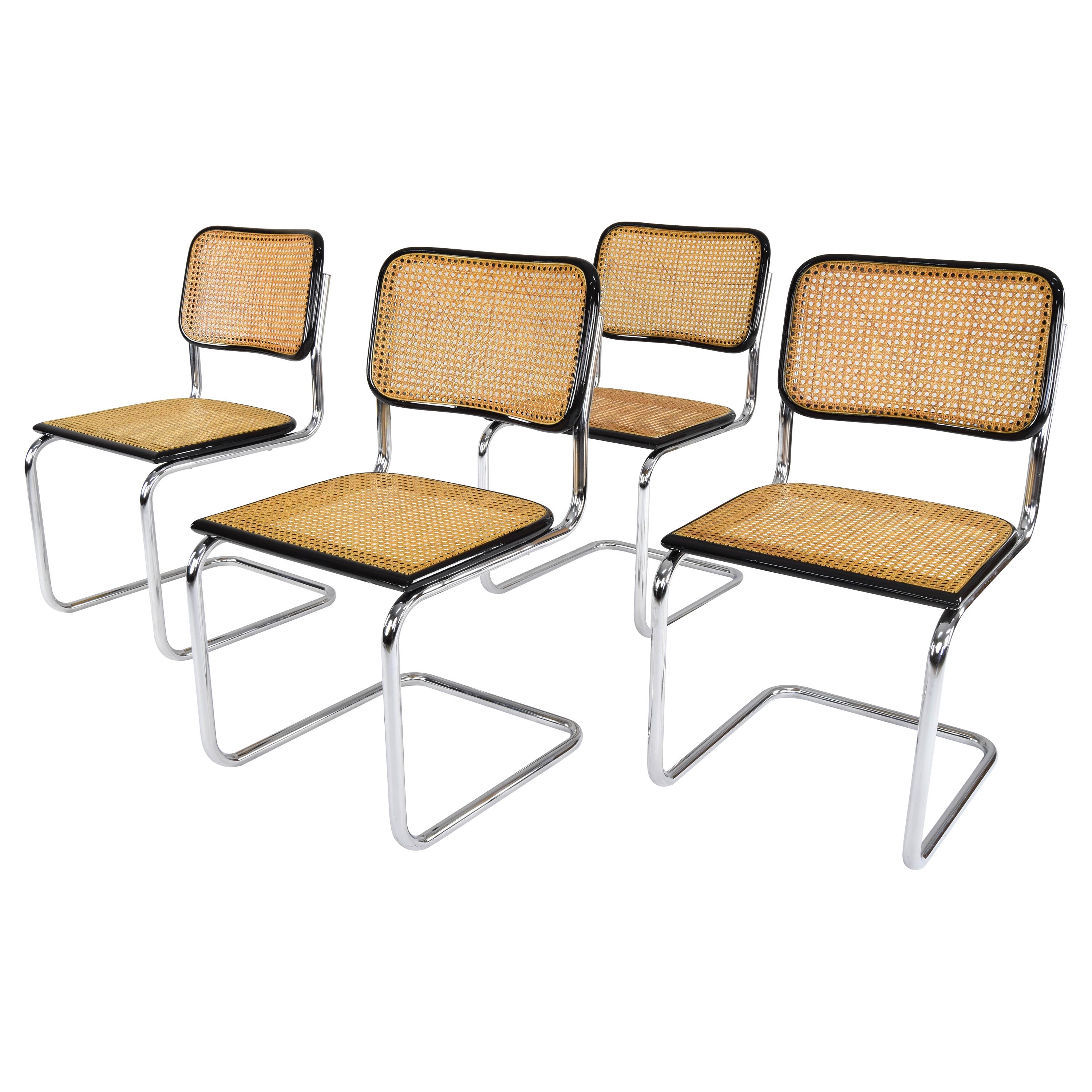 Set of four Mid-Century Modern Marcel Breuer B32 Cesca Chairs, Italy, 1970s
