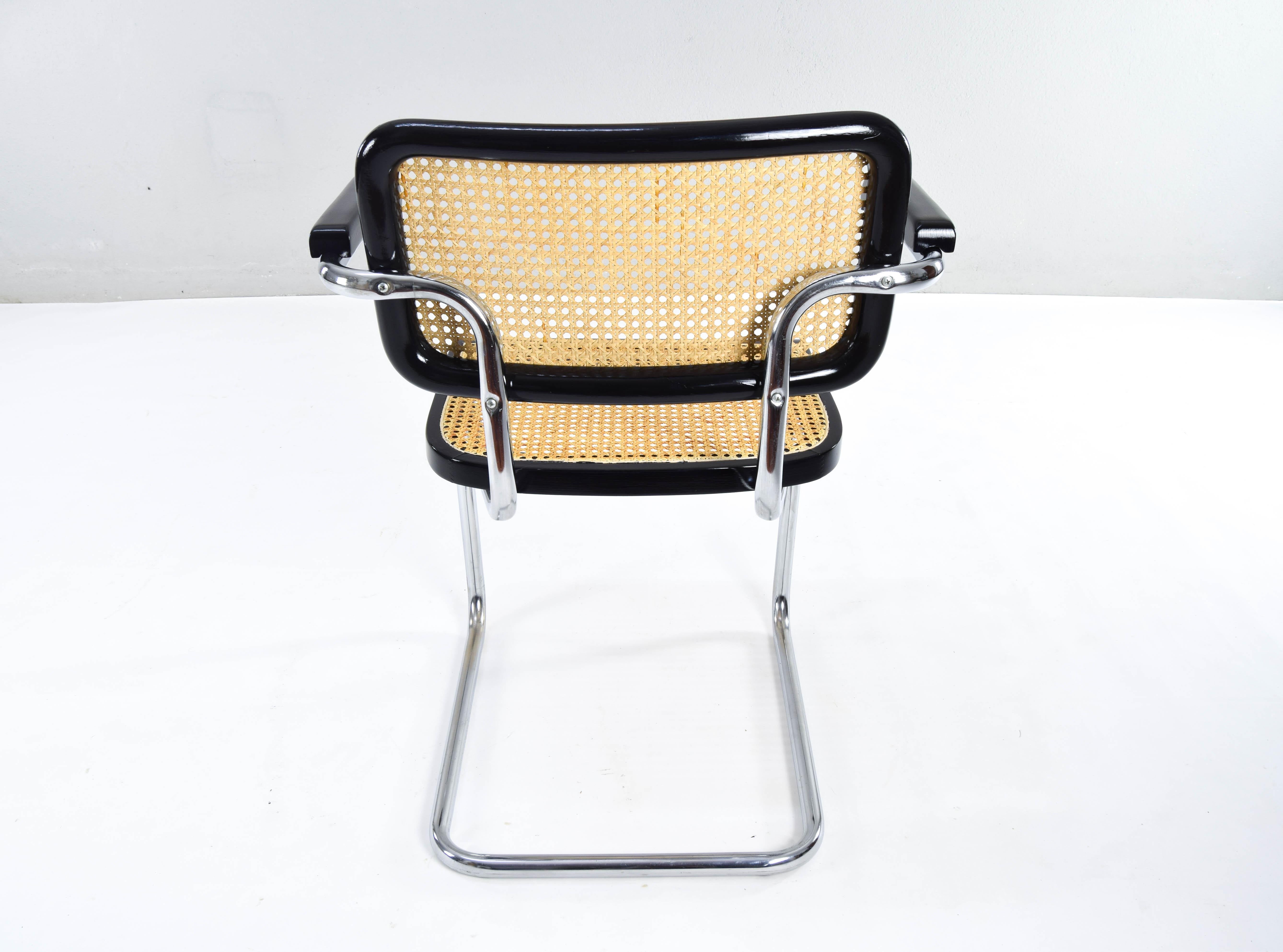 Satz von vier Cesca-Stühlen von Marcel Breuer B64, Moderne der Mitte des Jahrhunderts, Italien 1970 4