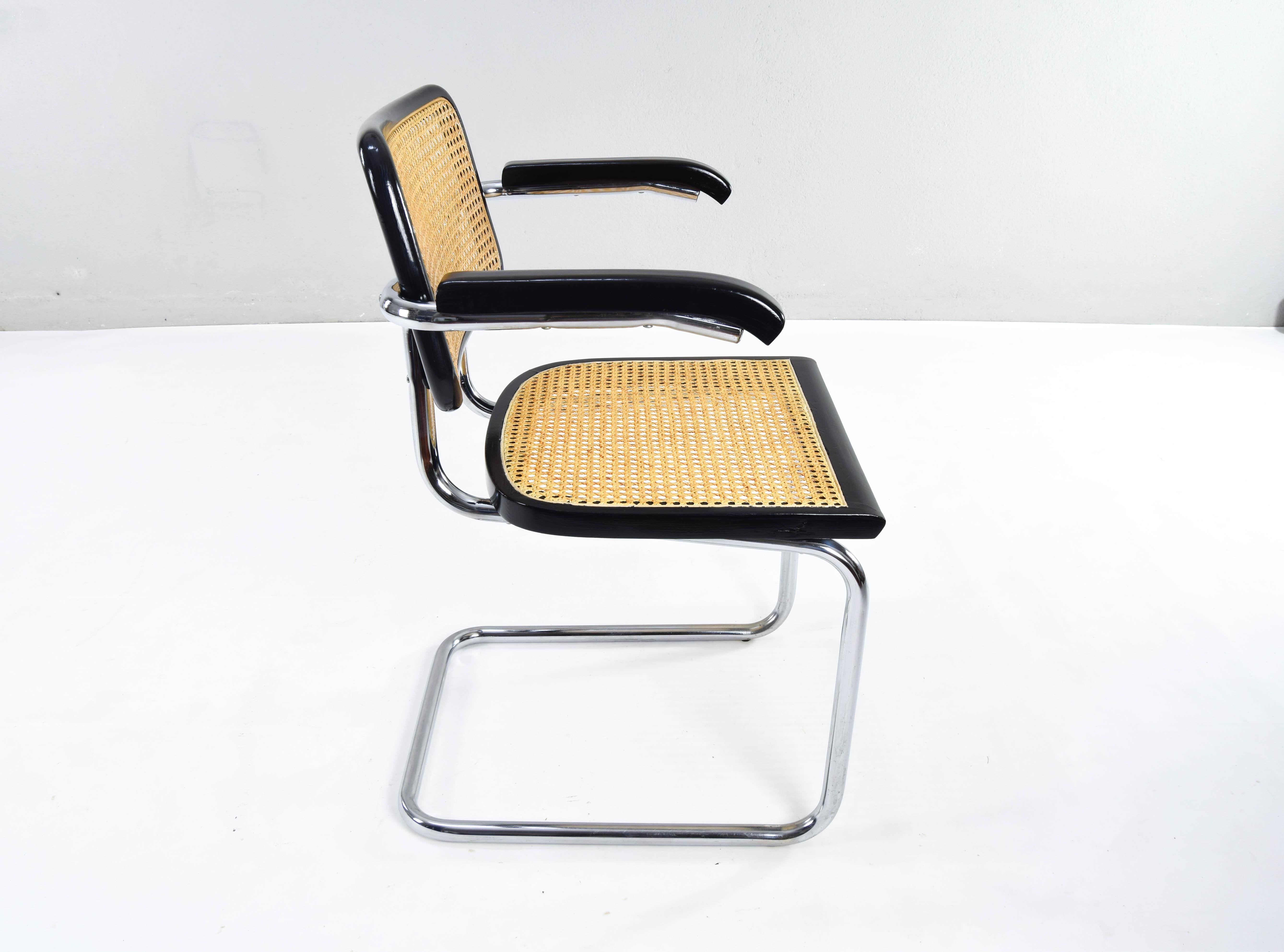 Satz von vier Cesca-Stühlen von Marcel Breuer B64, Moderne der Mitte des Jahrhunderts, Italien 1970 6