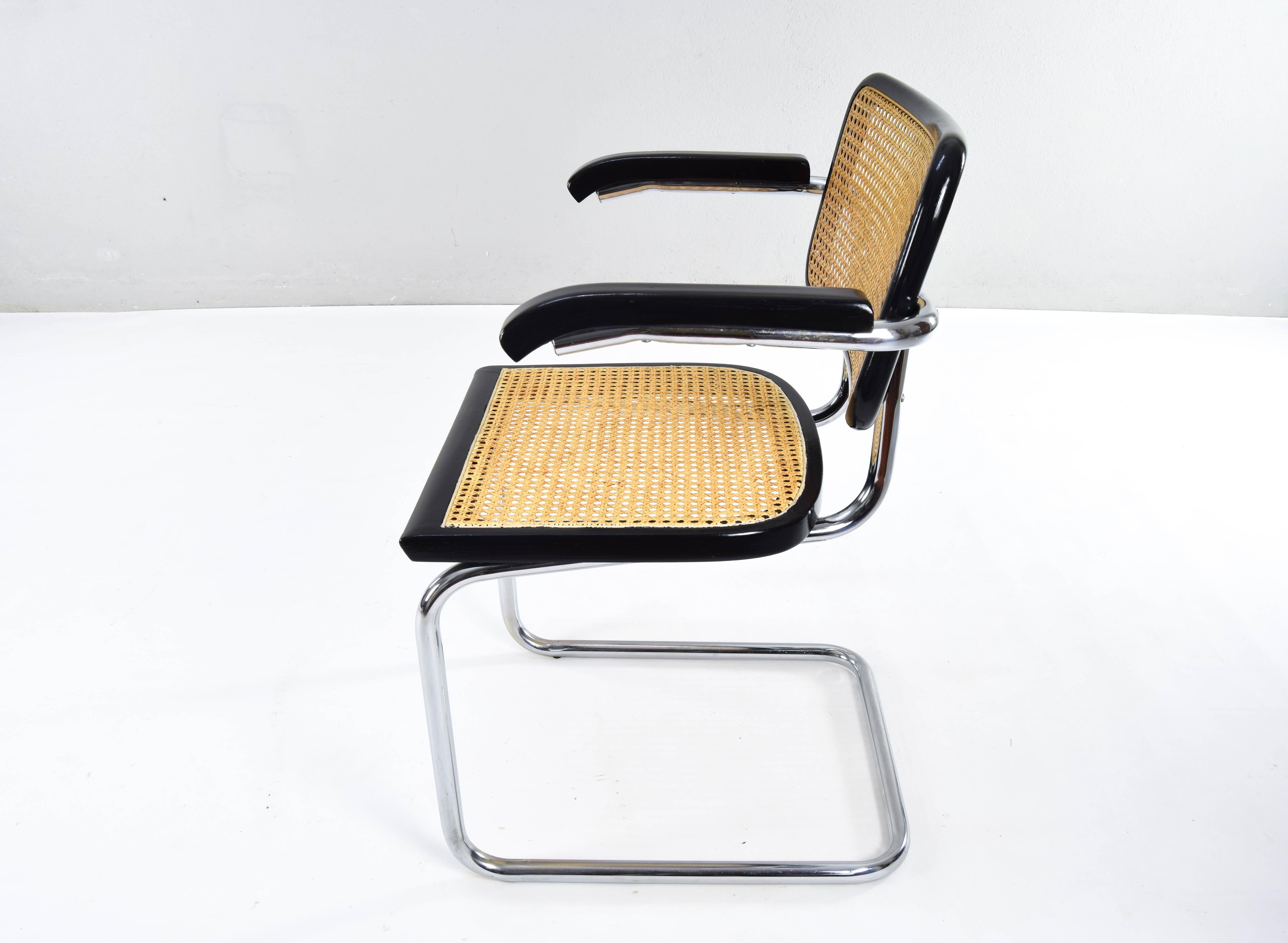 Ensemble de quatre chaises Cesca modernes du milieu du siècle Marcel Breuer B64, Italie 1970 1