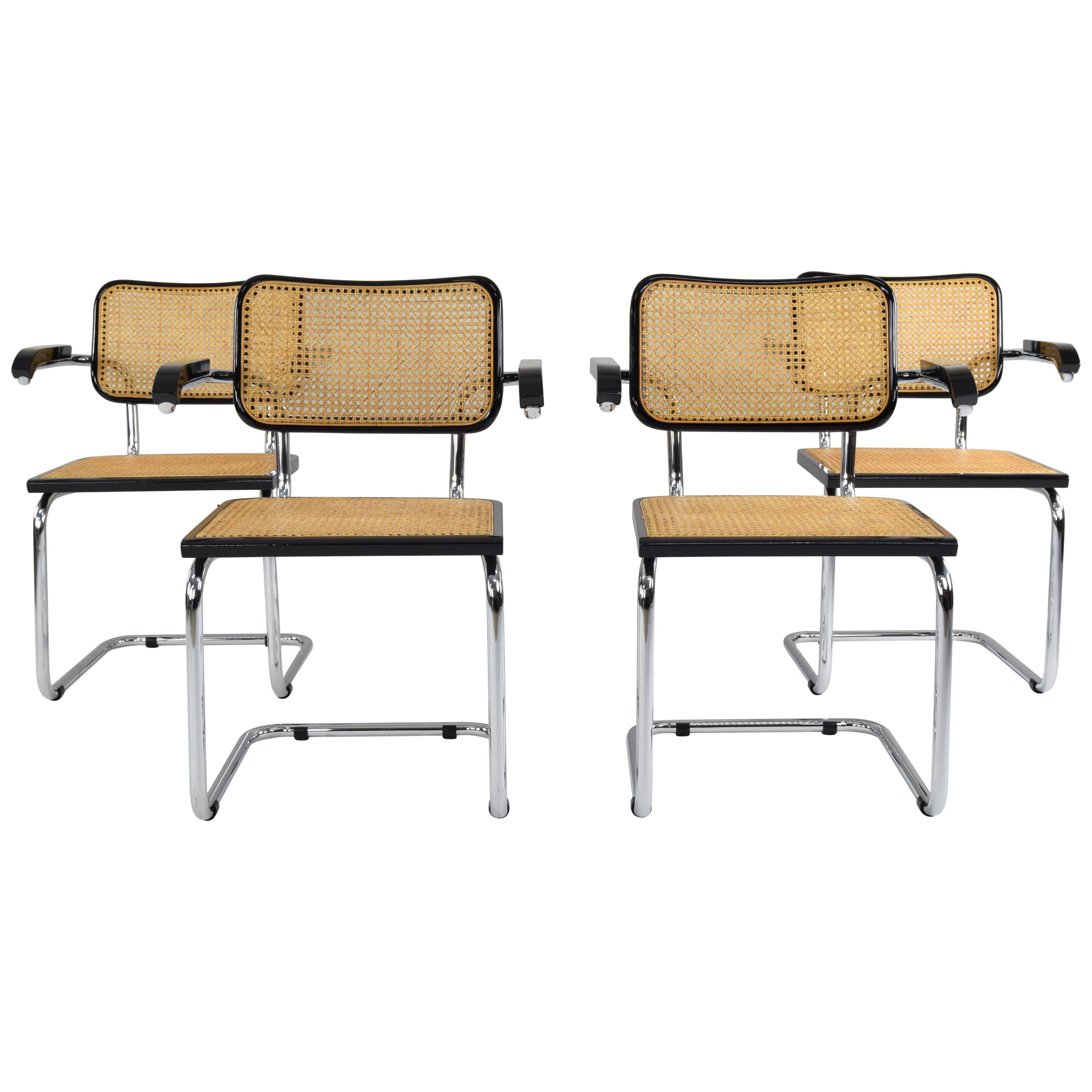 Set of Four Mid-Century Modern Marcel Breuer B64 Cesca Chairs, Italy, 1970