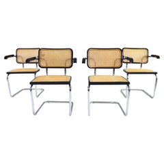 Retro Set of four Mid Century Modern Marcel Breuer B64 Cesca Chairs Italy 1970