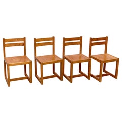 Set of Four Mid-Century Modern Racionalist Wood Chairs from France, circa 1960